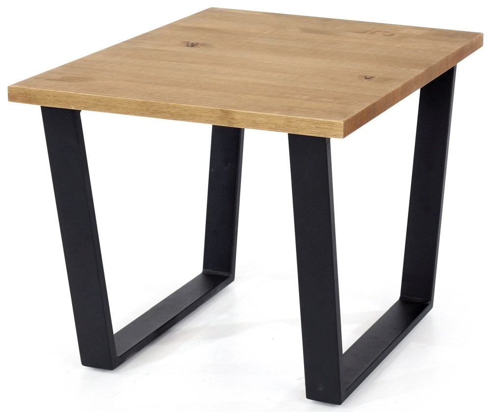 Texas Lamp Table - Industrial Style - Oak