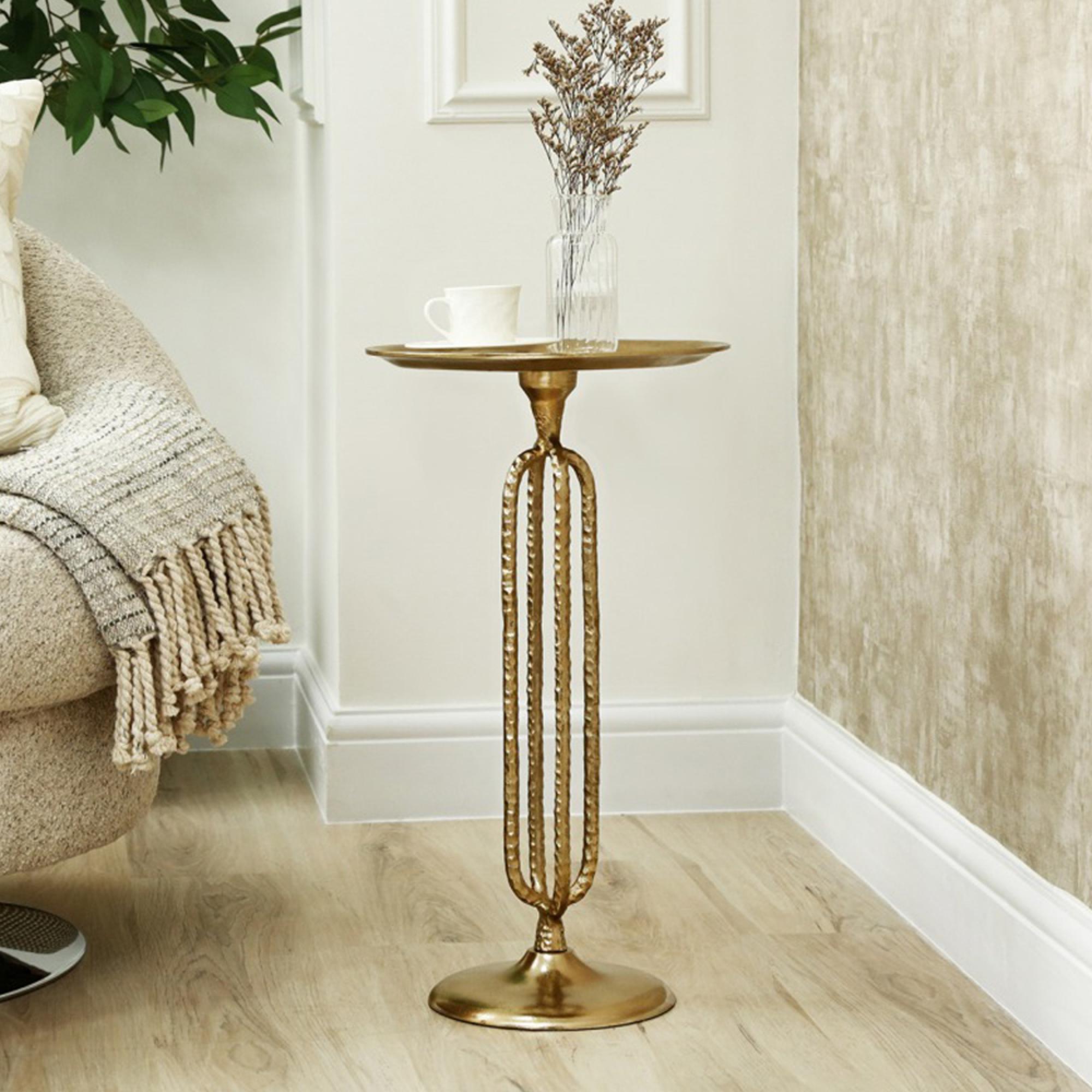 Side Table - Round - Textured Gold Metal