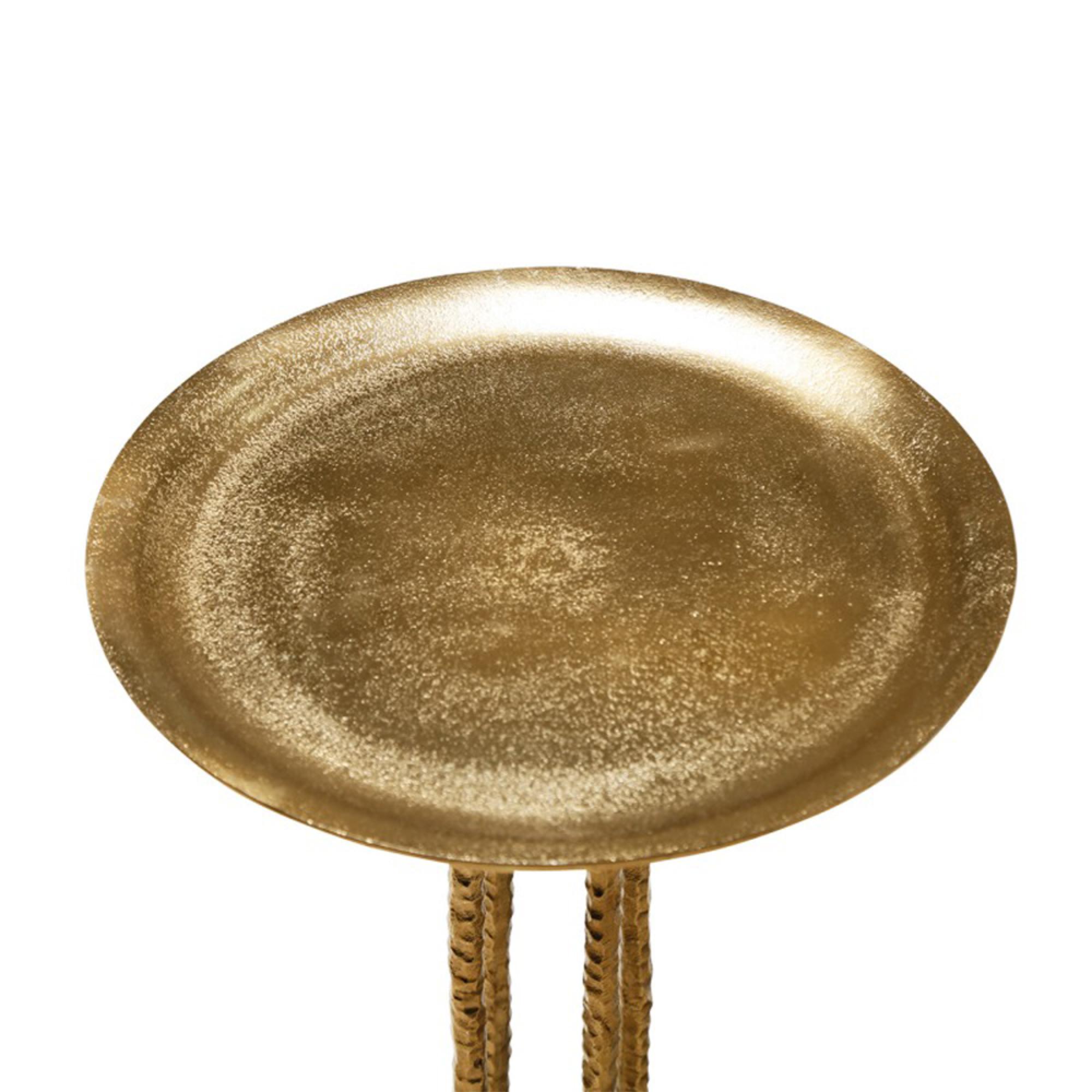 Side Table - Round - Textured Gold Metal