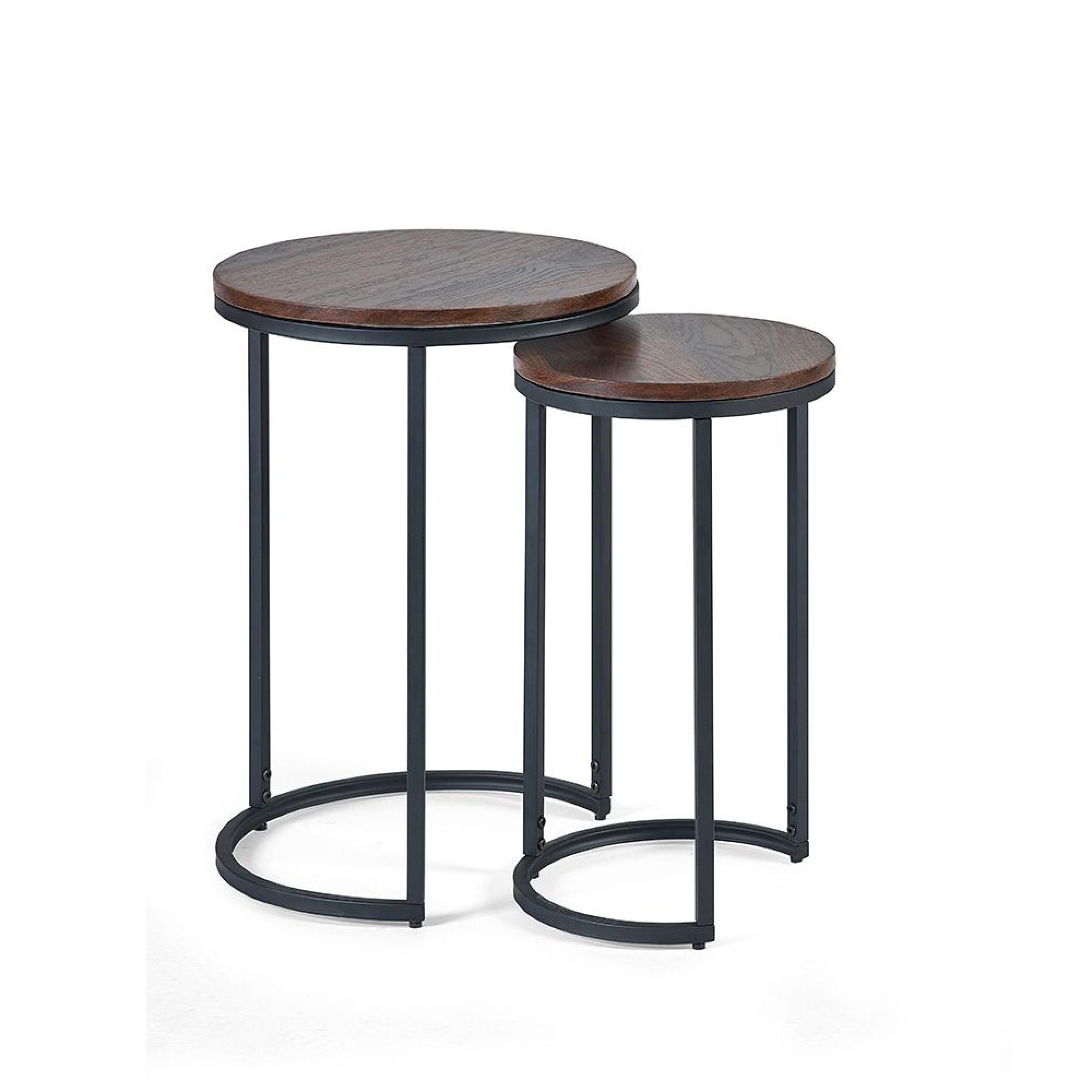 Tribeca Round Nest of Tables - Set of 2 - Walnut