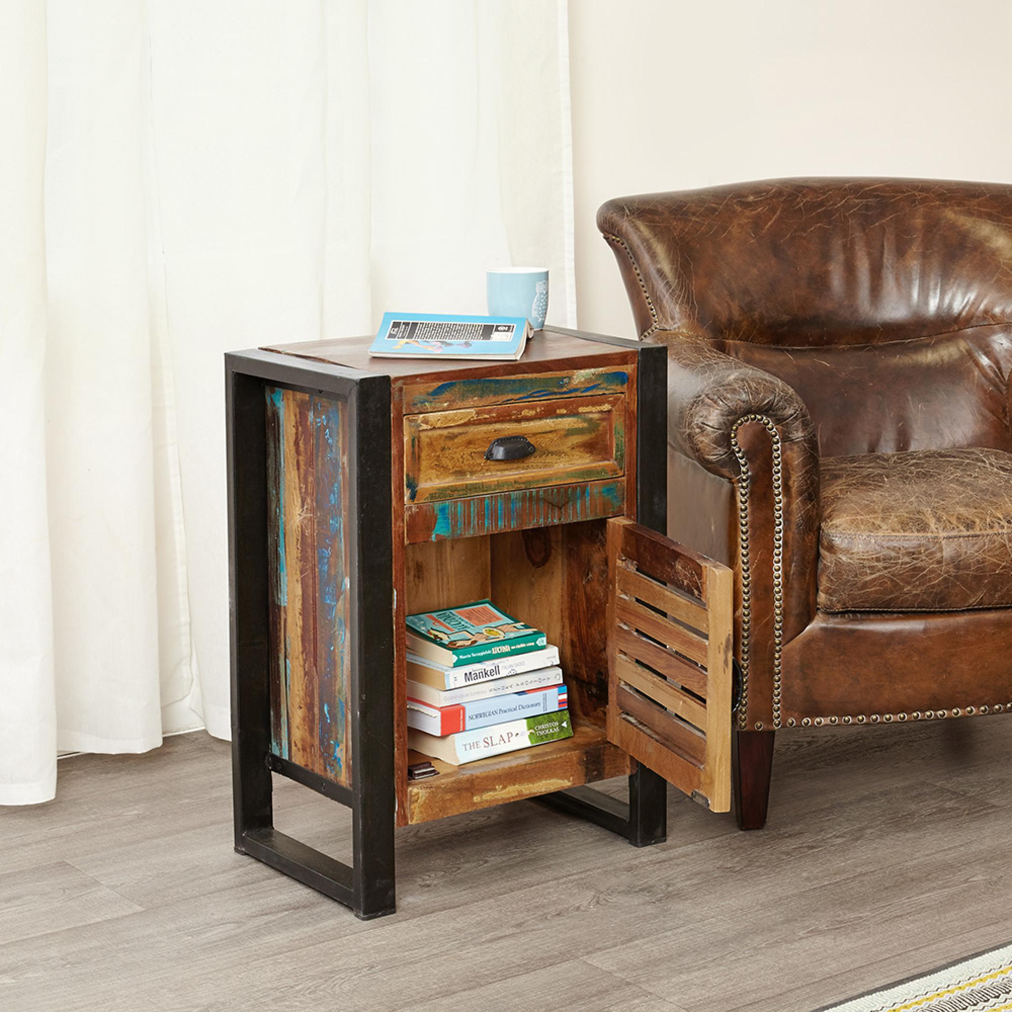 Urban Chic Reclaimed Lamp Table - 1 Door