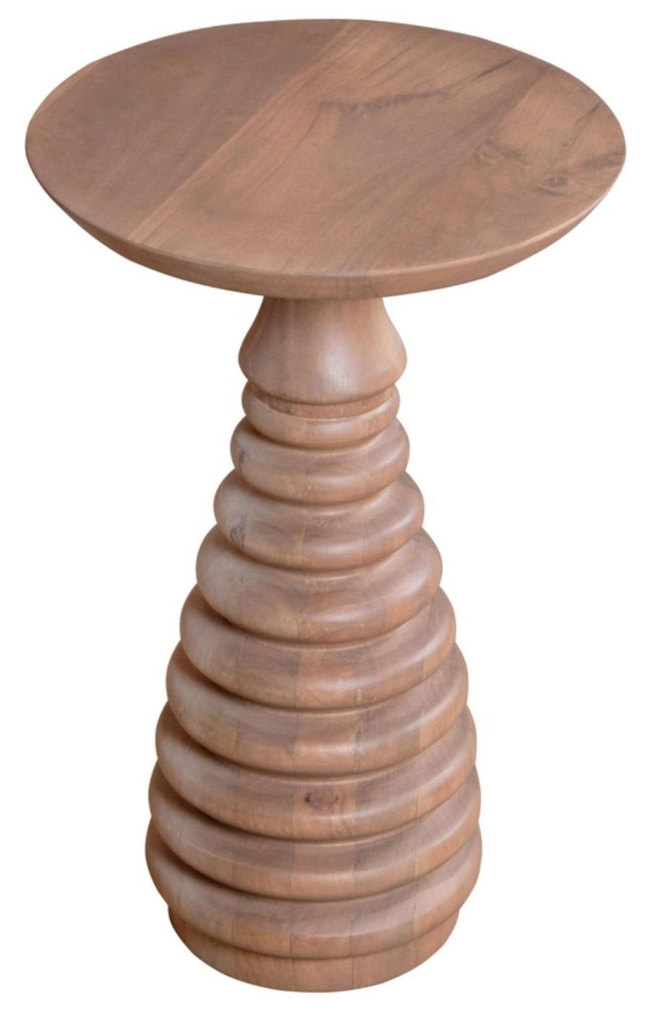 Vance Curved Mango Wood Round Side Table