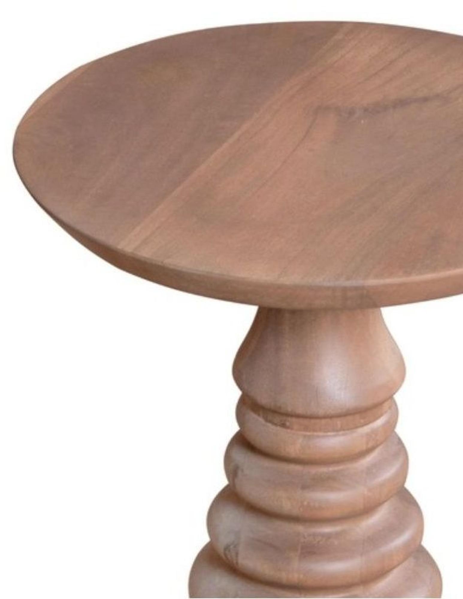 Vance Curved Mango Wood Round Side Table