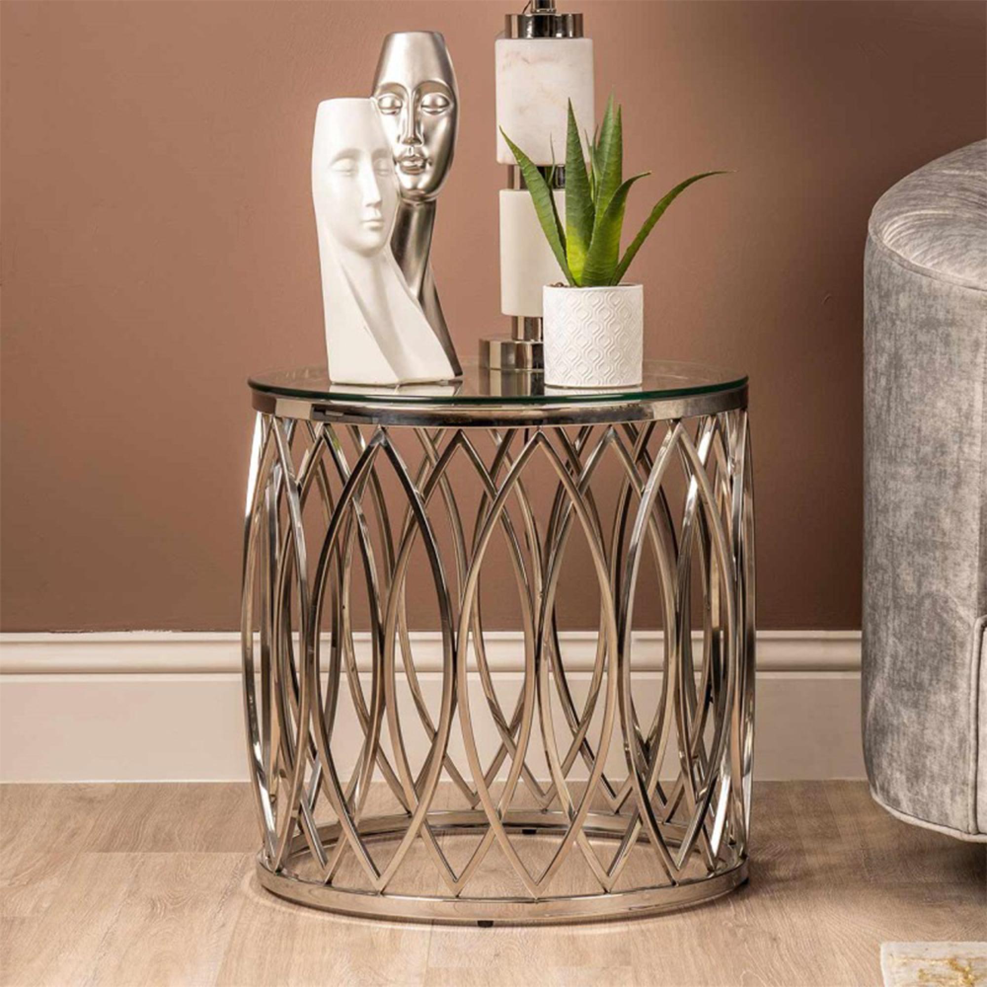 Willow End Table - Round - Glass and Chrome