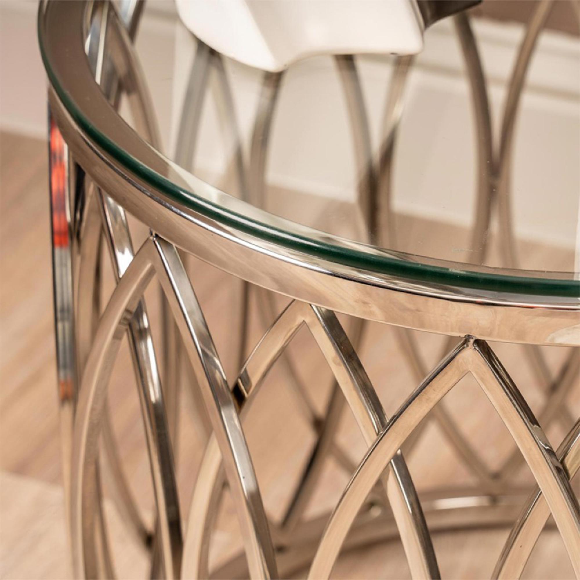 Willow End Table - Round - Glass and Chrome
