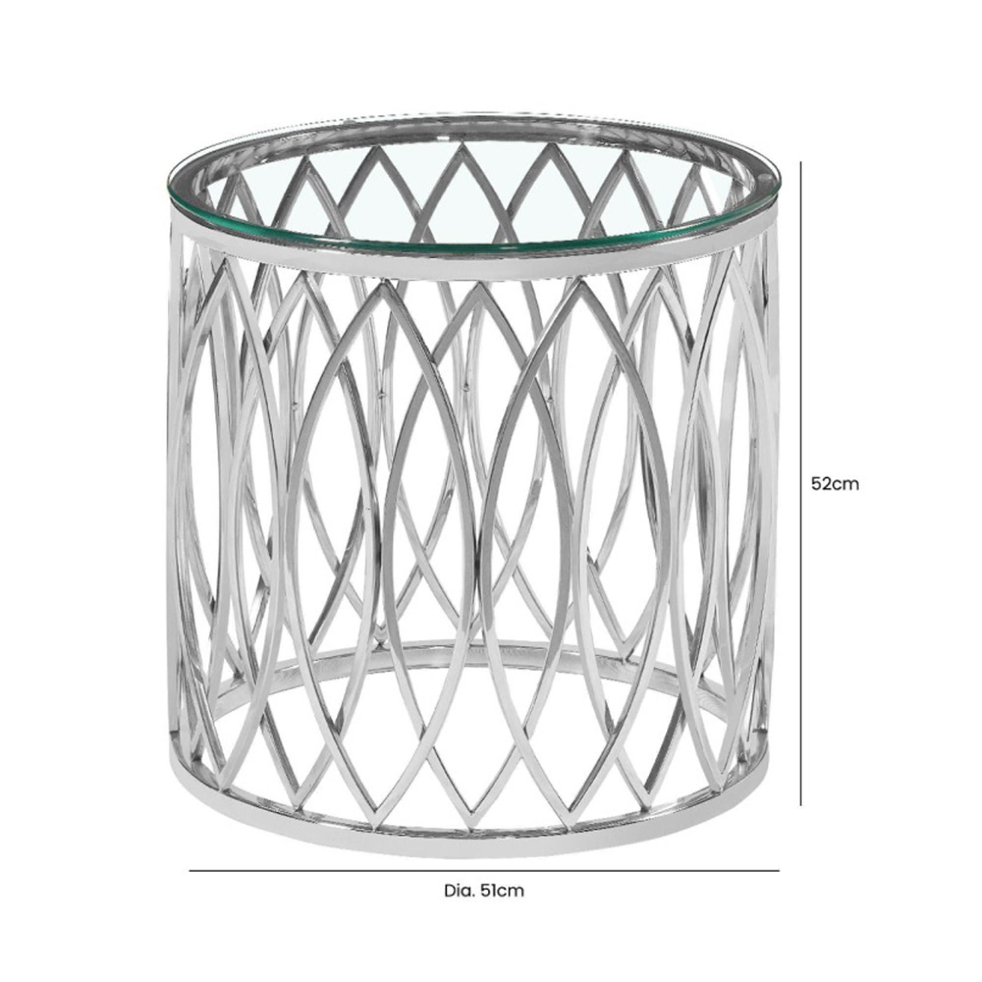 Willow End Table - Round - Glass and Chrome