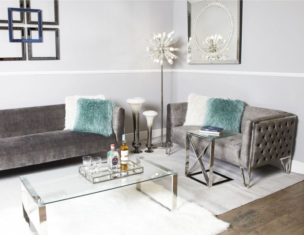 Zenith - Sofa Table - Glass and Chrome