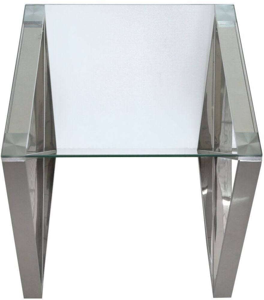 Zenith - End Table - Square - Glass and Chrome
