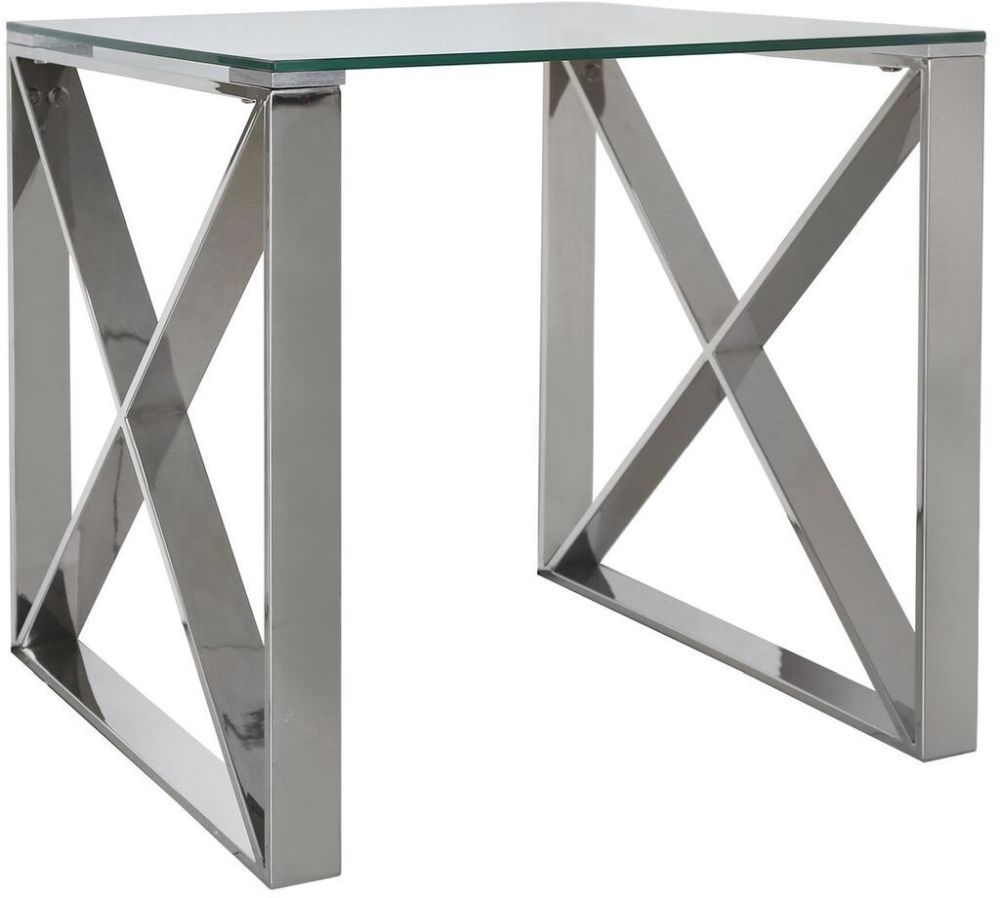 Zenith - End Table - Square - Glass and Chrome