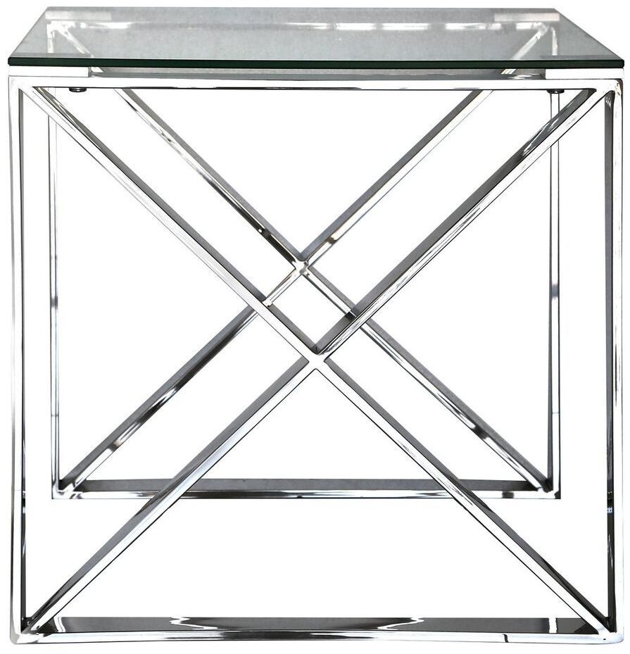 Zenith - End Table - Square - Glass and Chrome