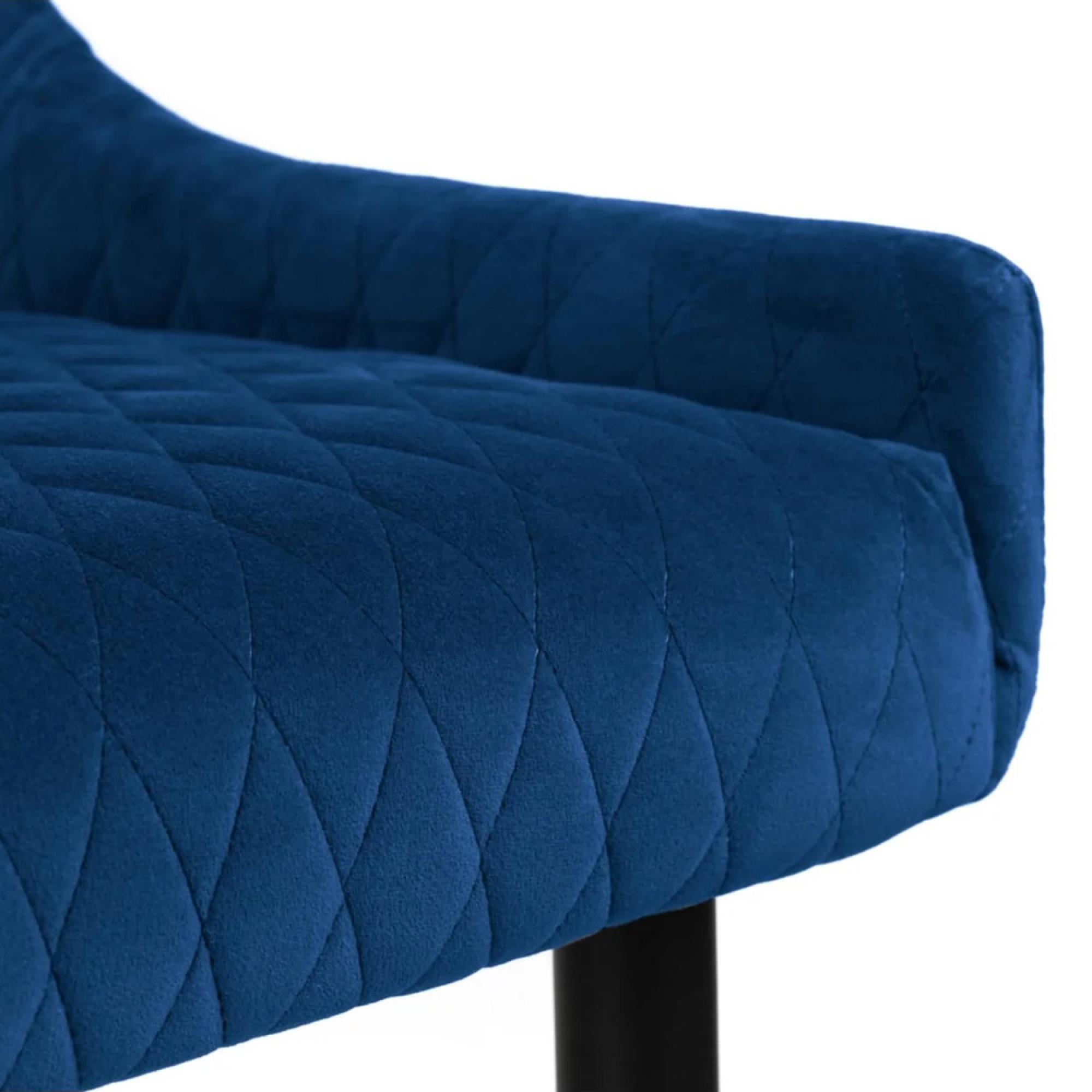 Luxe Blue Fabric High Back Bench
