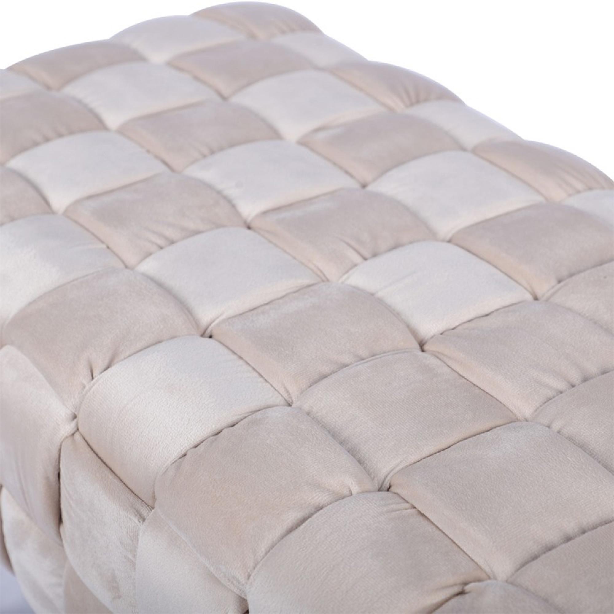 Hall Bench - Dark Cream Velvet Fabric and Gold Hairpin Legs