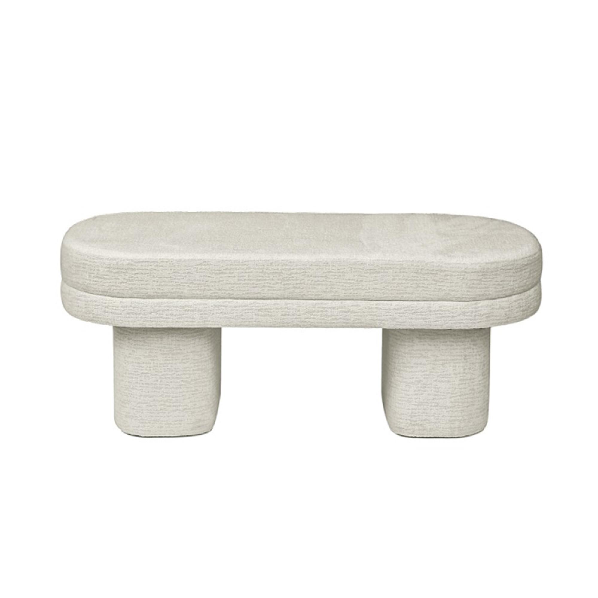 Hall Bench - Oval - Taupe Chenille Fabric