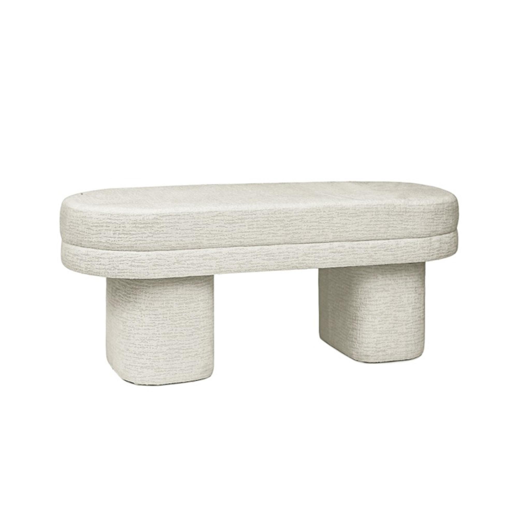 Hall Bench - Oval - Taupe Chenille Fabric