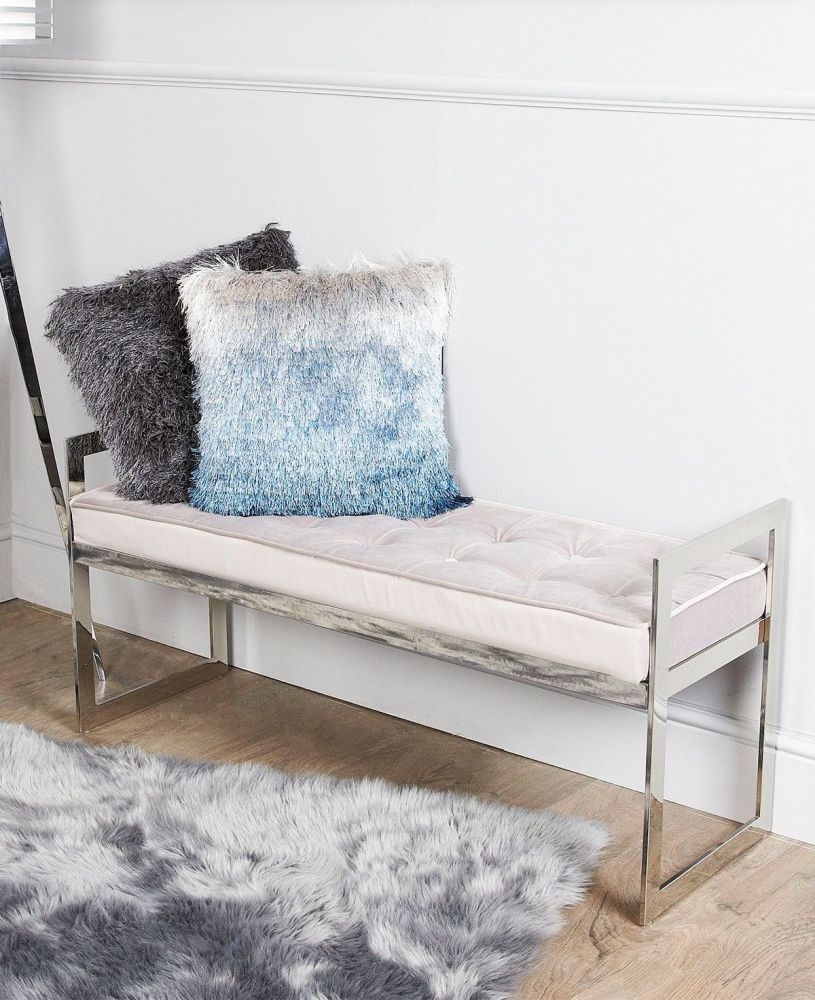 Zenith - Bench - Grey Fabric and Chrome