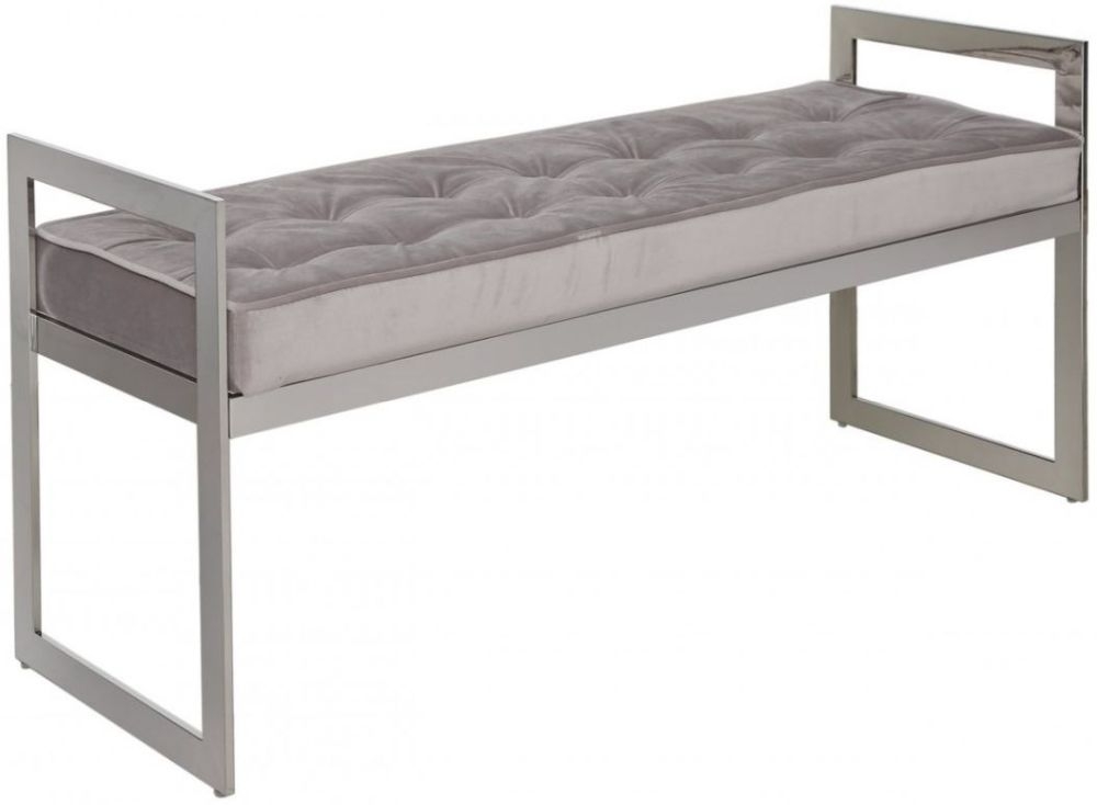 Zenith - Bench - Grey Fabric and Chrome