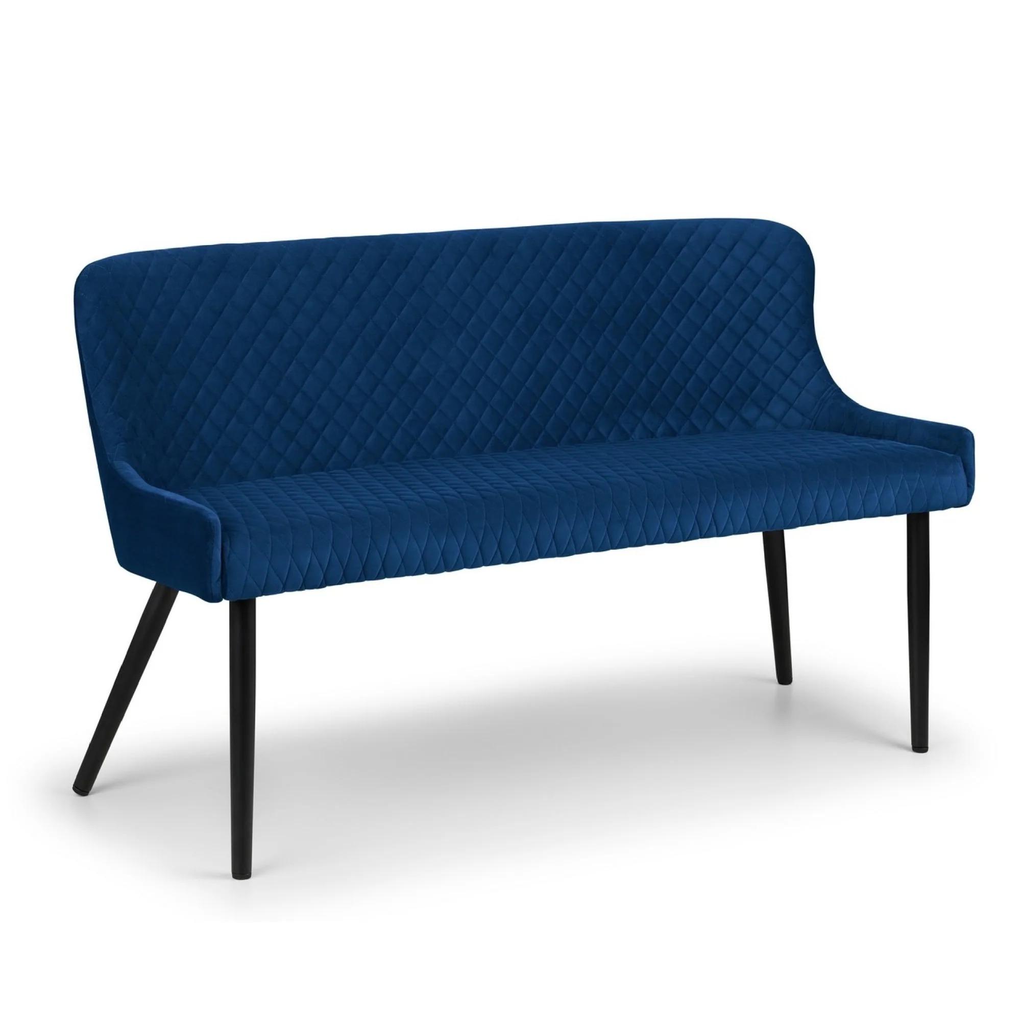 Luxe Blue Fabric High Back Bench