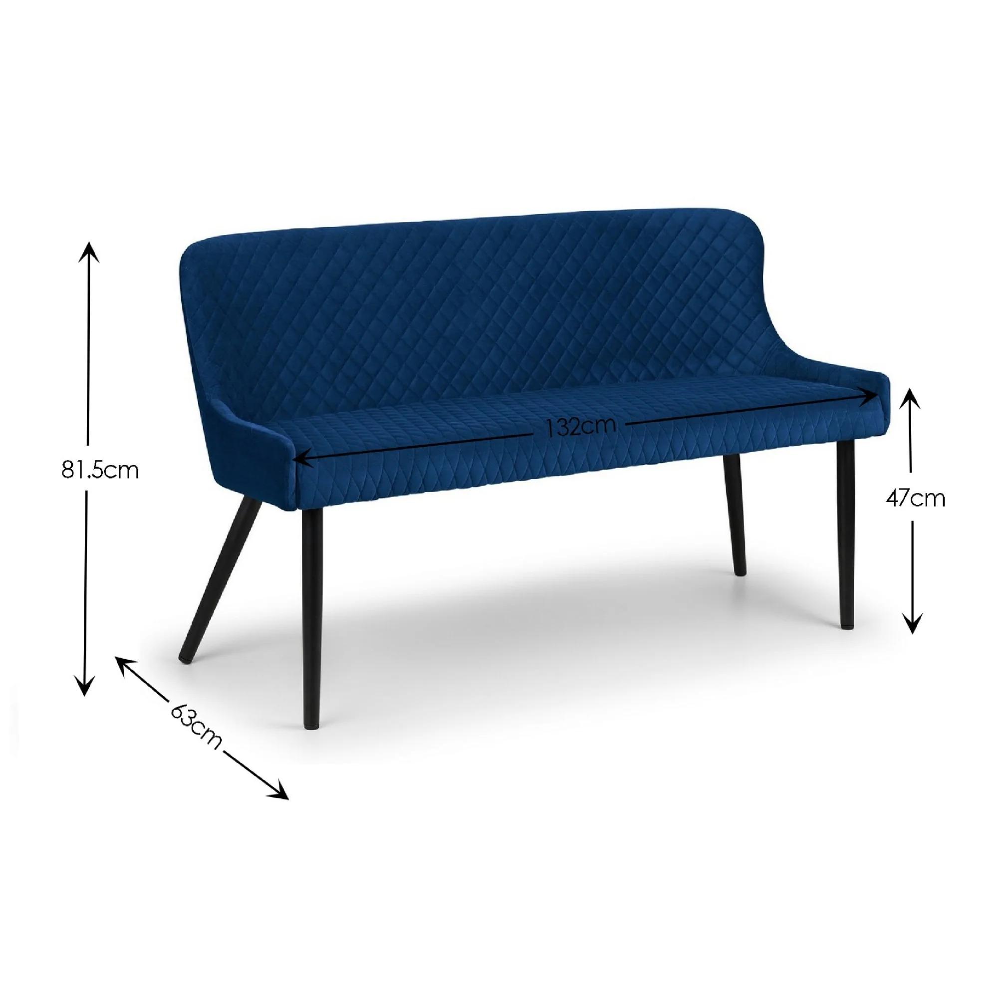 Luxe Blue Fabric High Back Bench