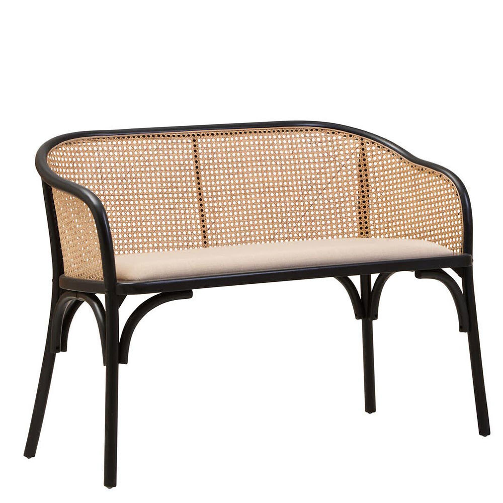 Cebu Bench - Black Beech Wood with Beige Fabric