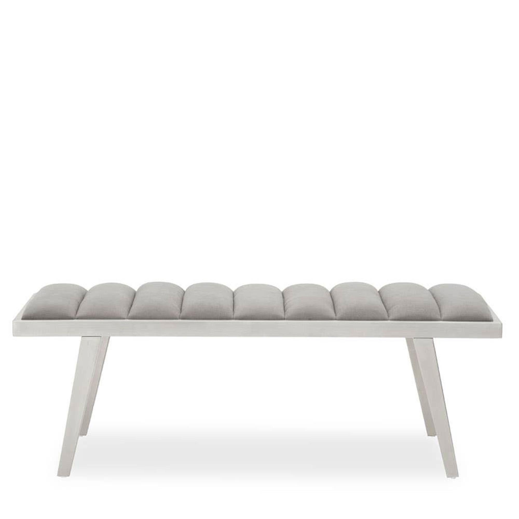 Gilden Bench - Grey Fabric with Silver Splayed Legs