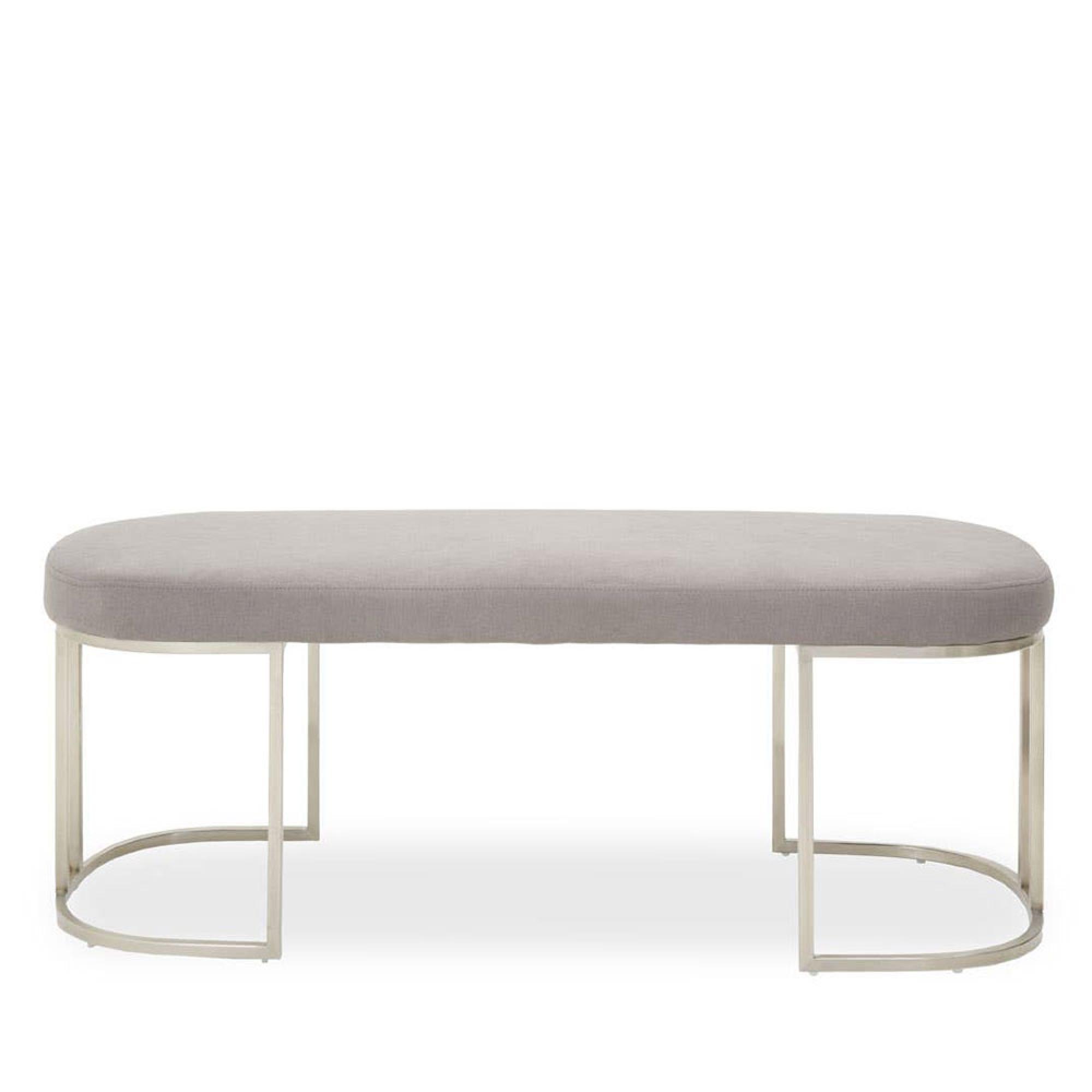 Gilden Bench - Curved - Grey Fabric with Silver Legs