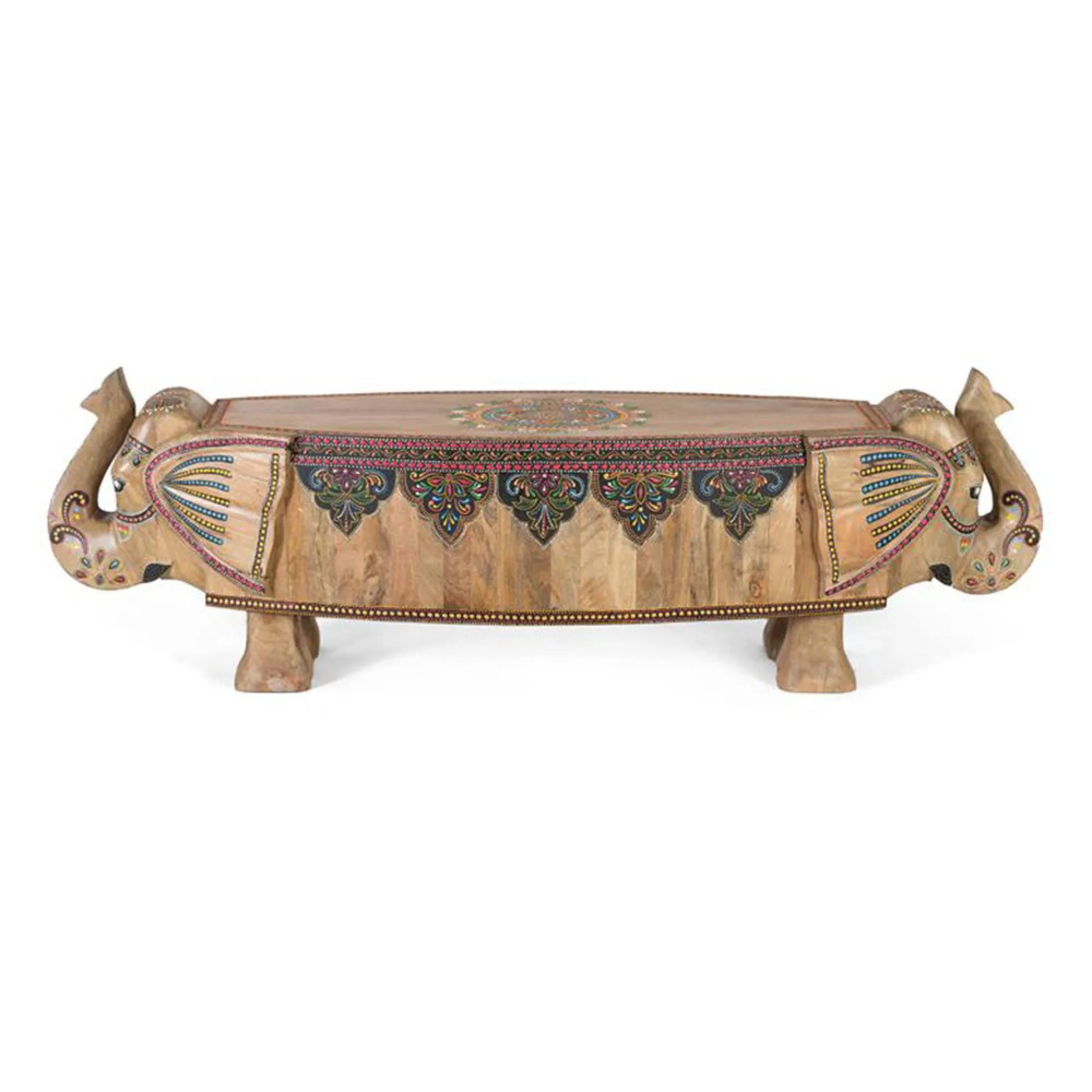 Taconite Bench - Mango Wood - Painted - Elephant