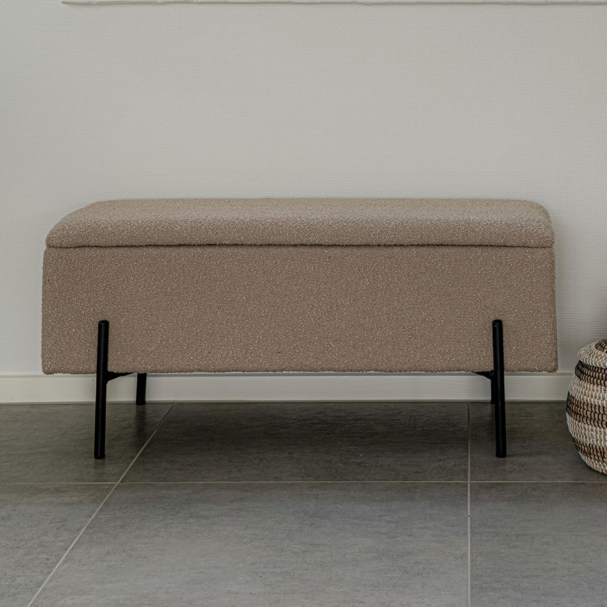 Watford Bench - Beige Boucle Fabric - Storage