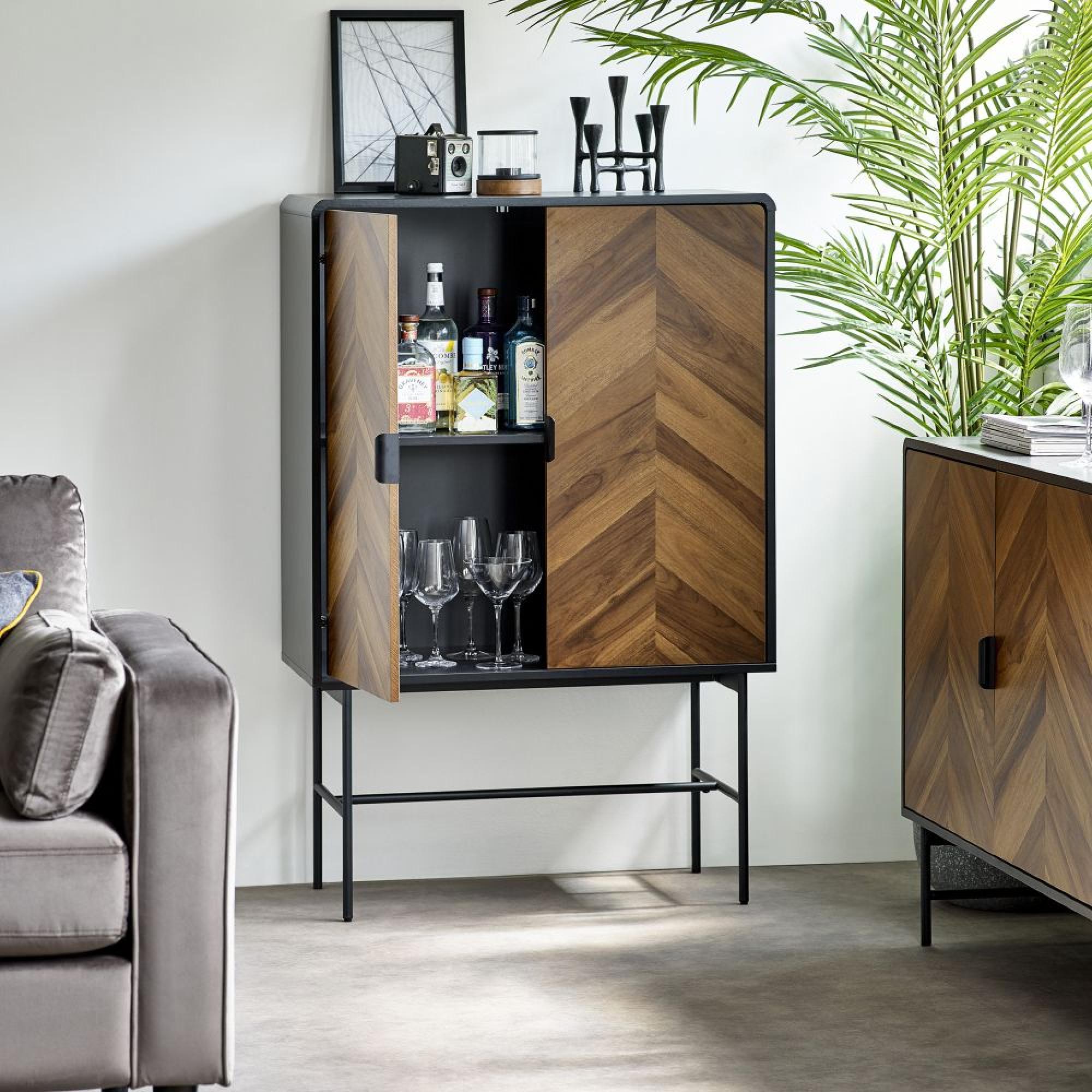 Alvin Chevron Wood Effect Hall Cabinet - 2 Door