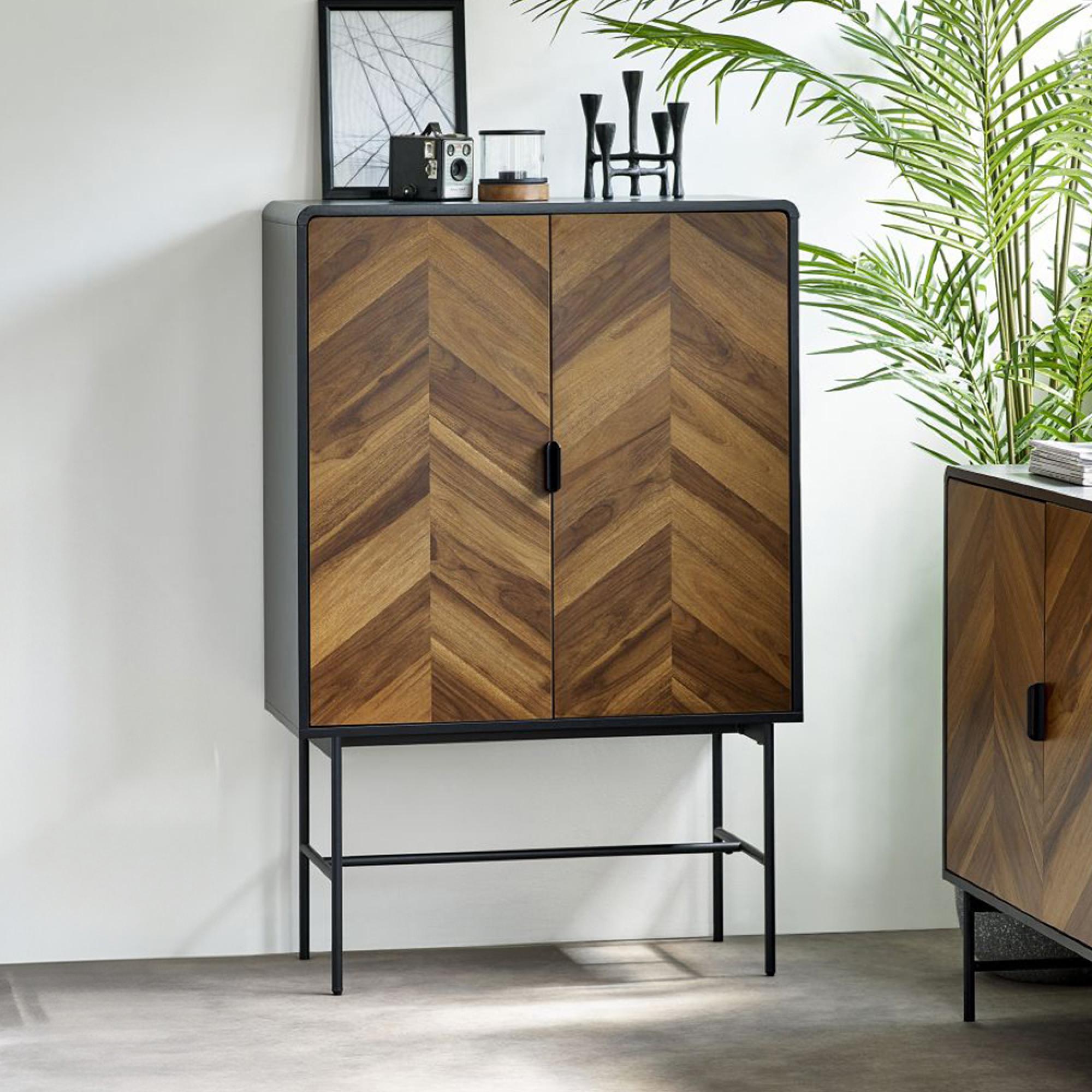 Alvin Chevron Wood Effect Hall Cabinet - 2 Door