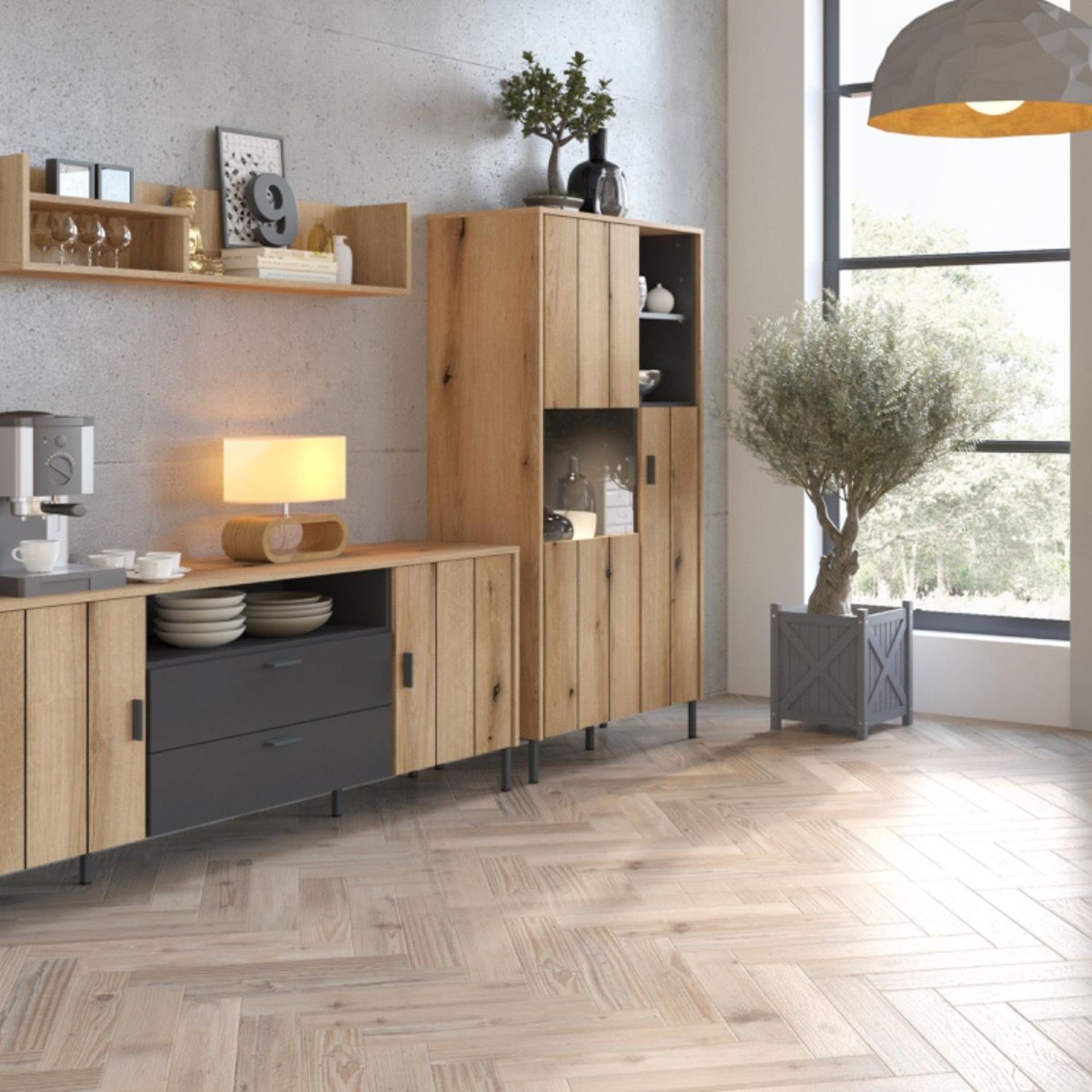 Arundel Oak Effect 2 Door Display Cabinet