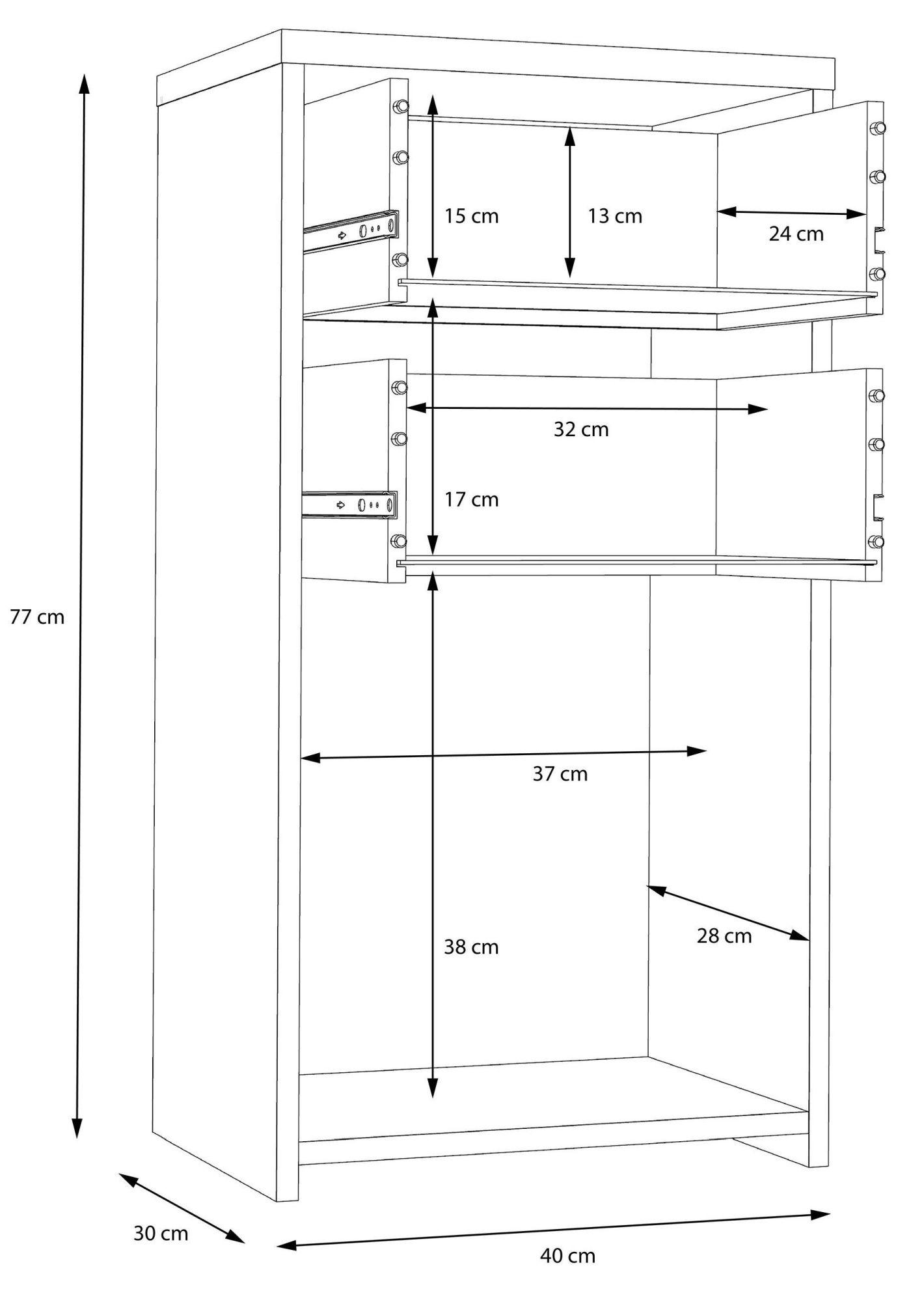Best Grey Concrete Effect and Vintage Wood 2 Drawer 1 Door Cabinet