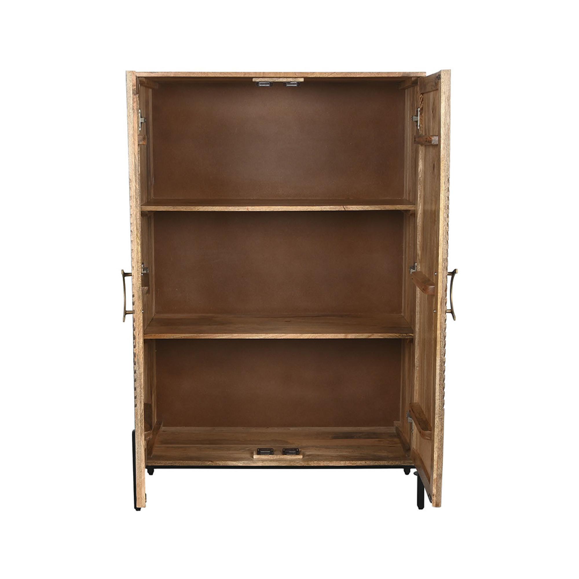 Clearance - Punch Black Mango Wood Geomatric 2 Door Hall Cabinet - FSS16438