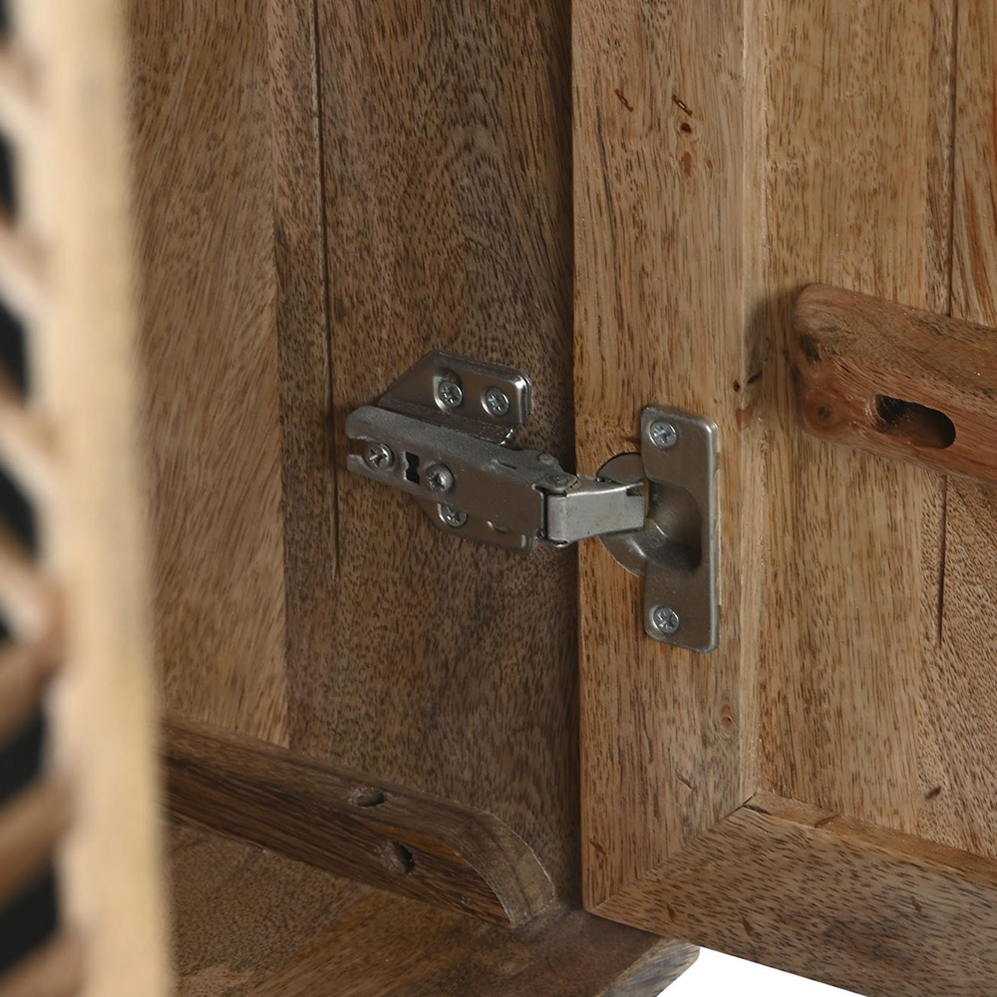 Clearance - Punch Black Mango Wood Geomatric 2 Door Hall Cabinet - FSS16438