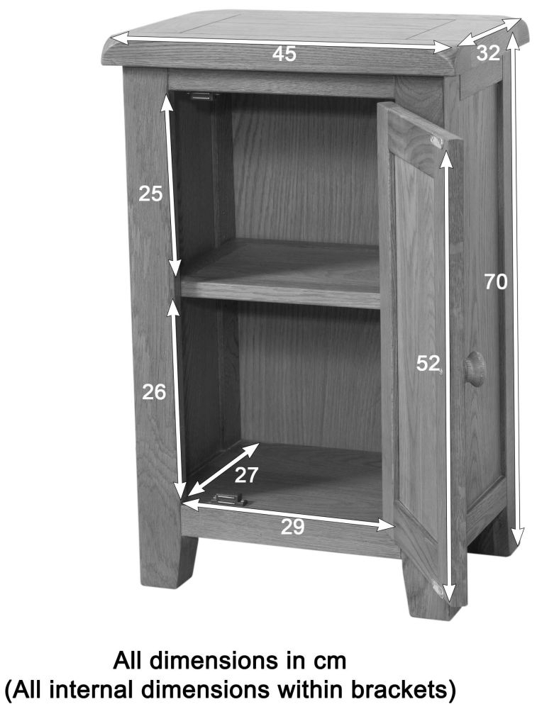 Dorset Hall Cabinet - 1 Door - Compact - Oak