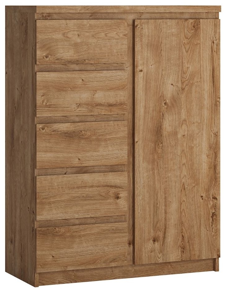 Fribo Oak Effect 1 Door 5 Drawer Cabinet