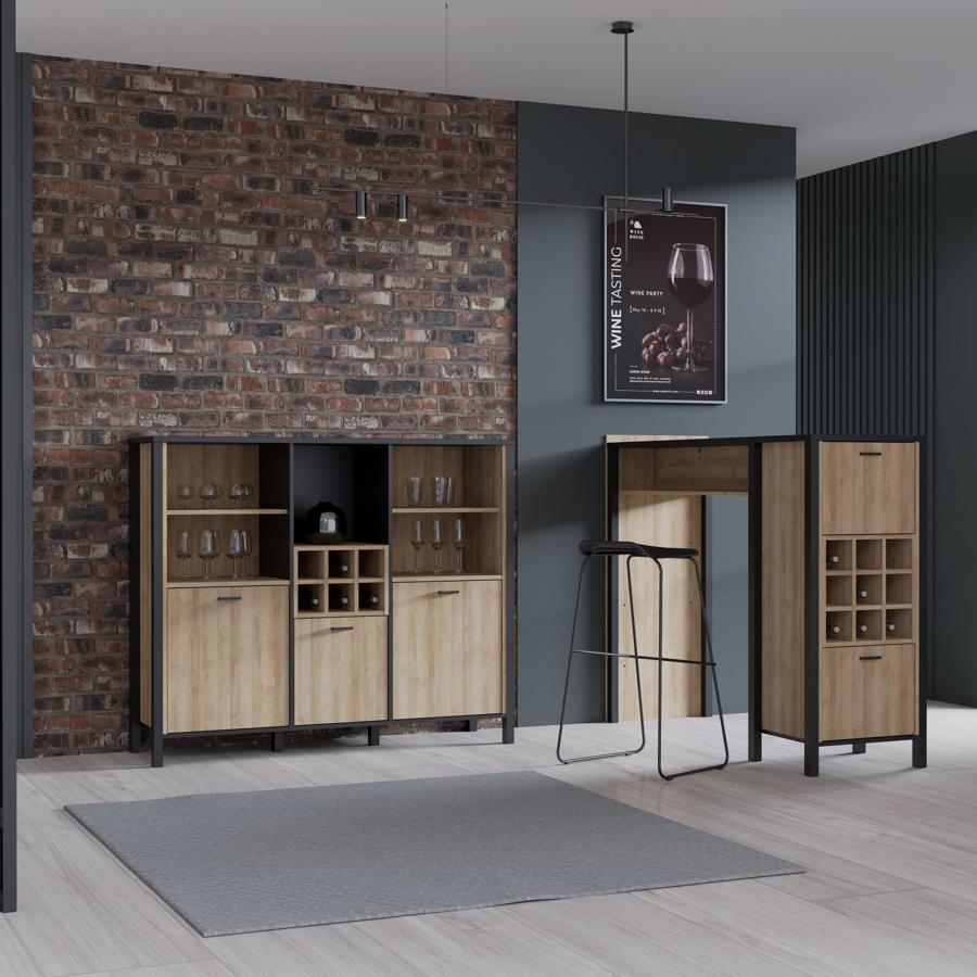 High Rock Oak Effect 3 Door Storage Cabinet