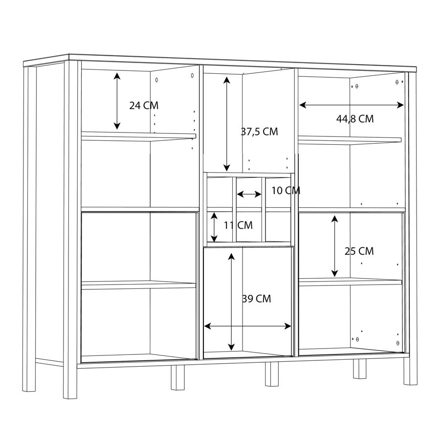 High Rock Oak Effect 3 Door Storage Cabinet
