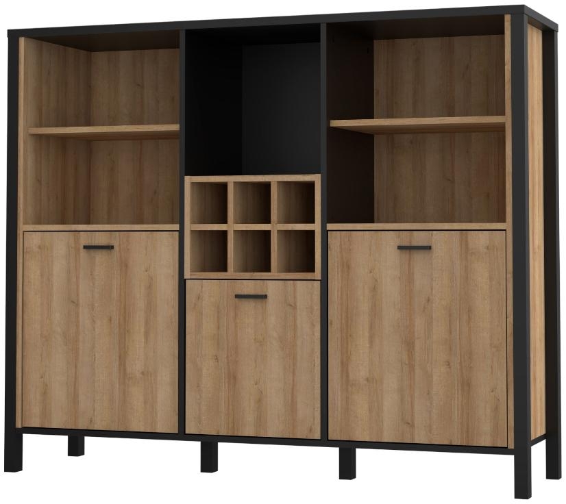 High Rock Oak Effect 3 Door Storage Cabinet
