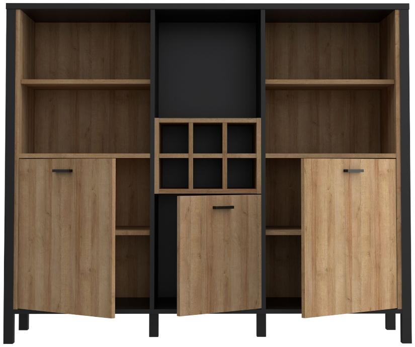 High Rock Oak Effect 3 Door Storage Cabinet
