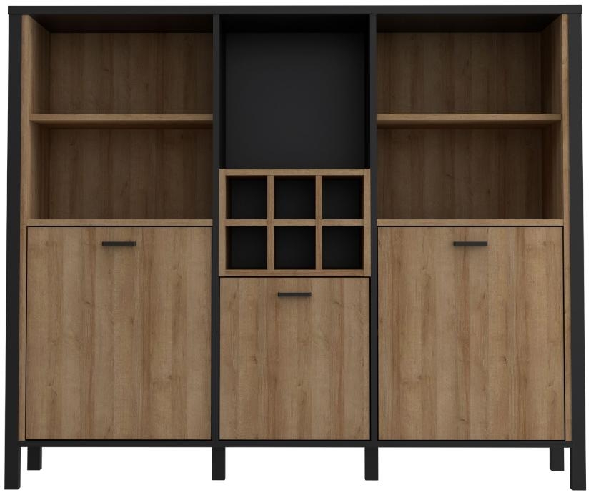 High Rock Oak Effect 3 Door Storage Cabinet