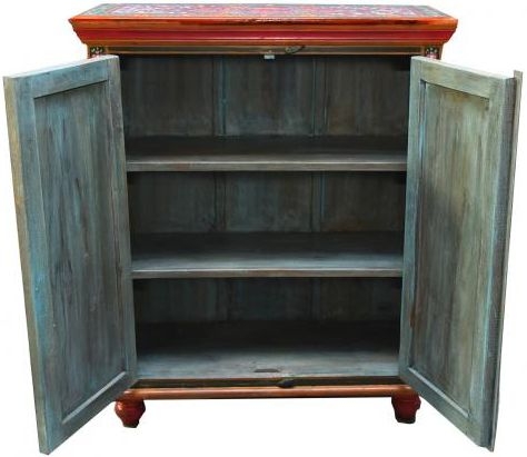 Kufri Hand Painted Vintage Folk Pattern 2 Door Cabinet