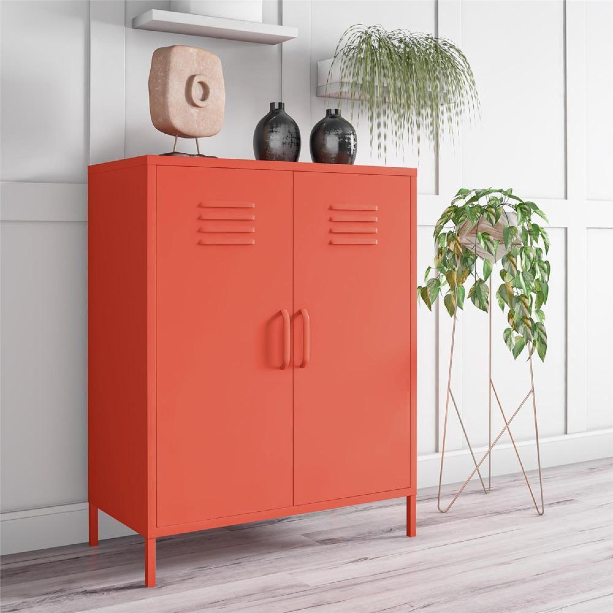 Novogratz Cache Locker Storage Cabinet - Orange - 2 Doors - 3384813COMNUK