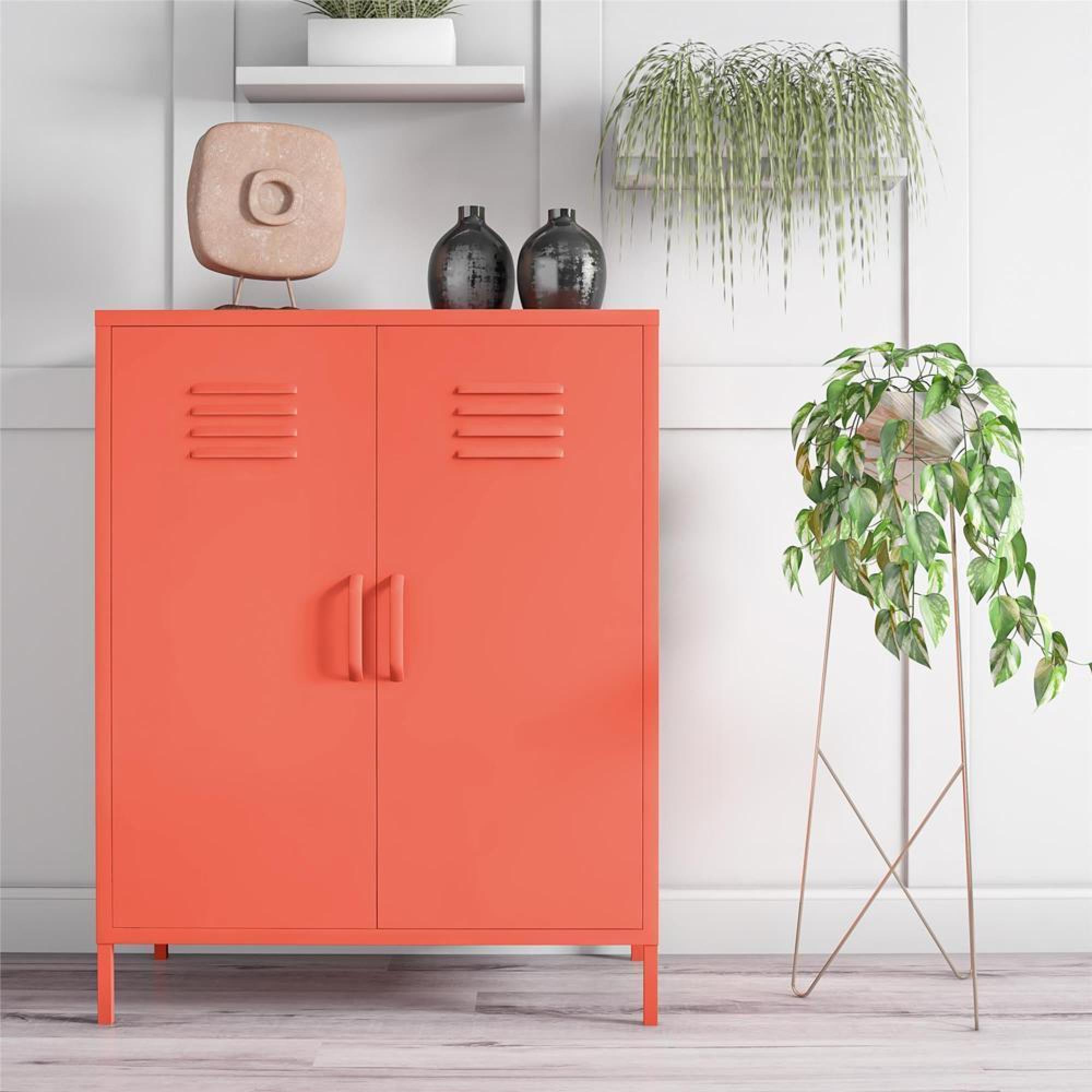 Novogratz Cache Locker Storage Cabinet - Orange - 2 Doors - 3384813COMNUK