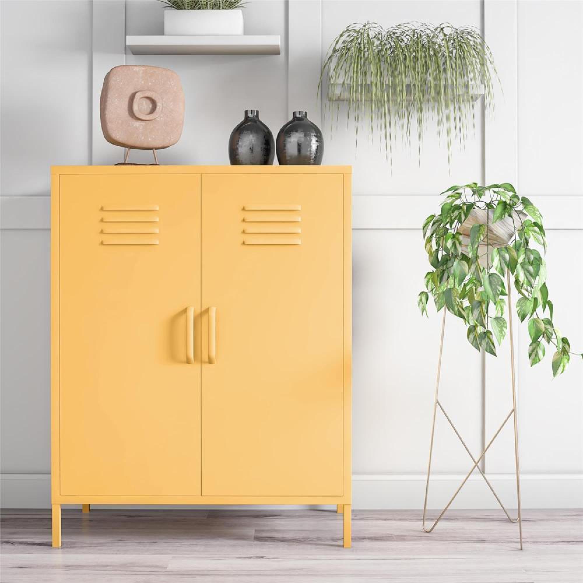 Novogratz Cache Locker Storage Cabinet - Yellow - 2 Doors - 3384814COMNUK