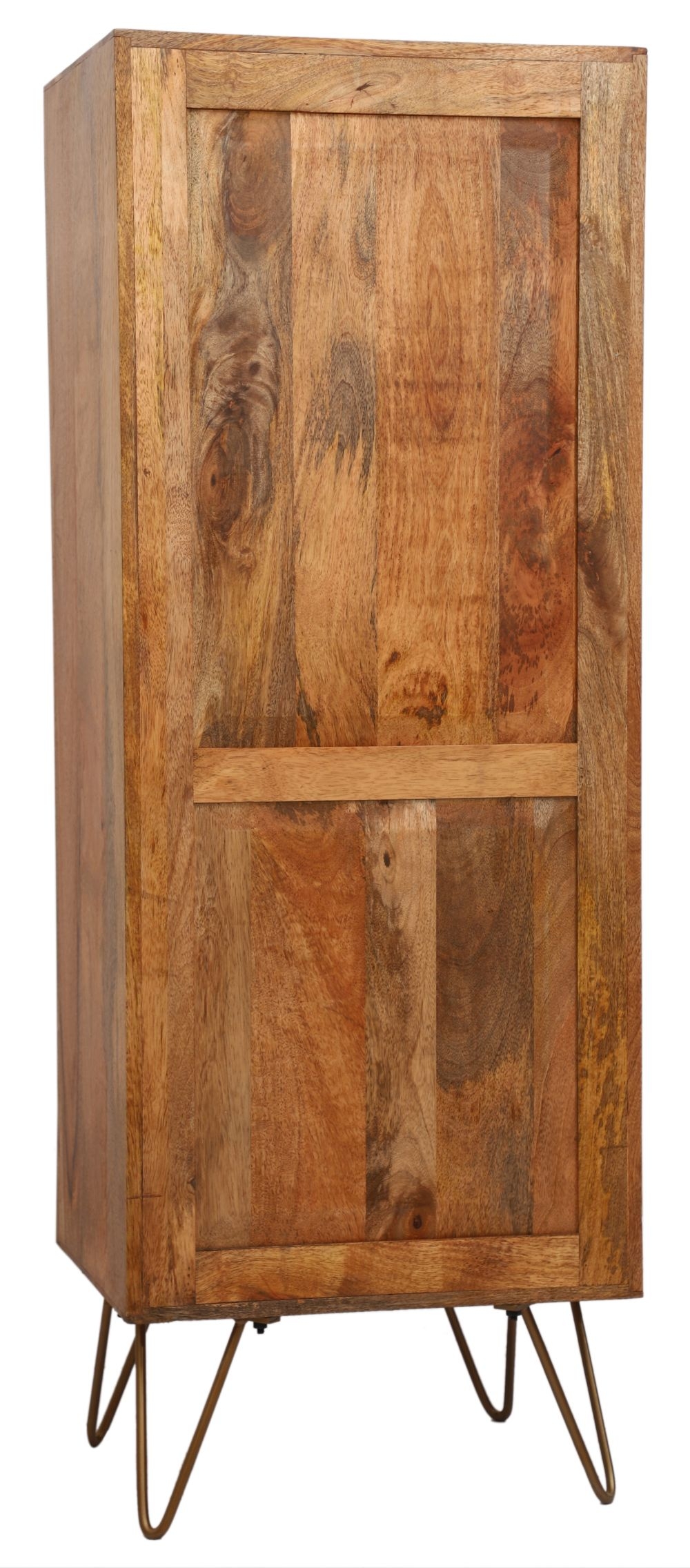 Nyack Mango Wood with Rattan Bookcase - Hairpin Legs