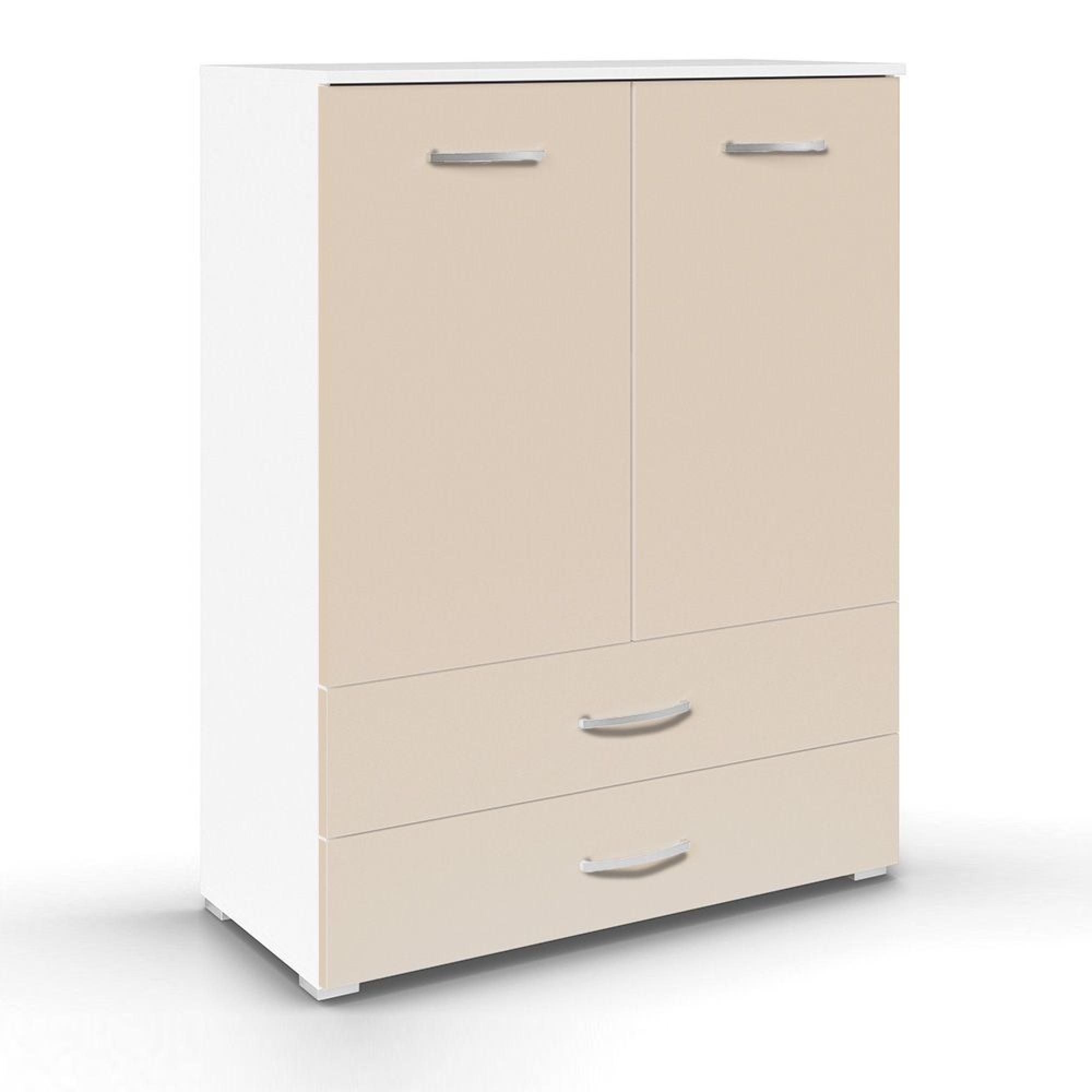 Rauch Aditio 2 Door Cupboard with 2 Bottom Drawer - Alpine White and Champagne
