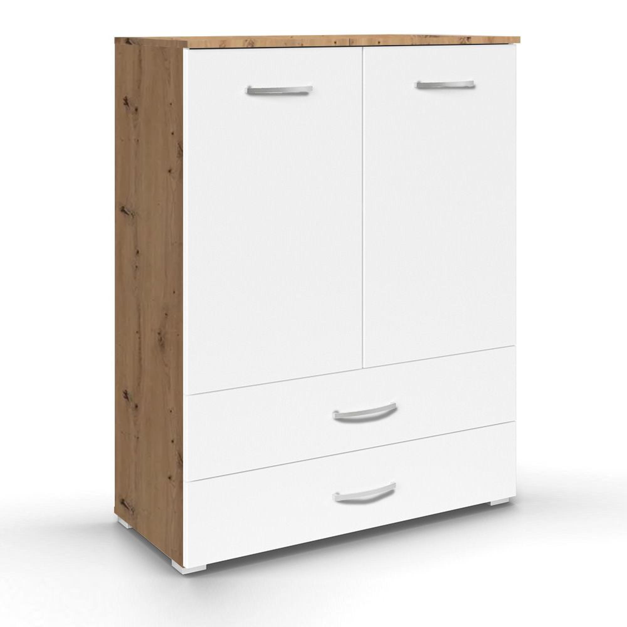 Rauch Aditio 2 Door Cupboard with 2 Bottom Drawer - Artisan Oak and Alpine White