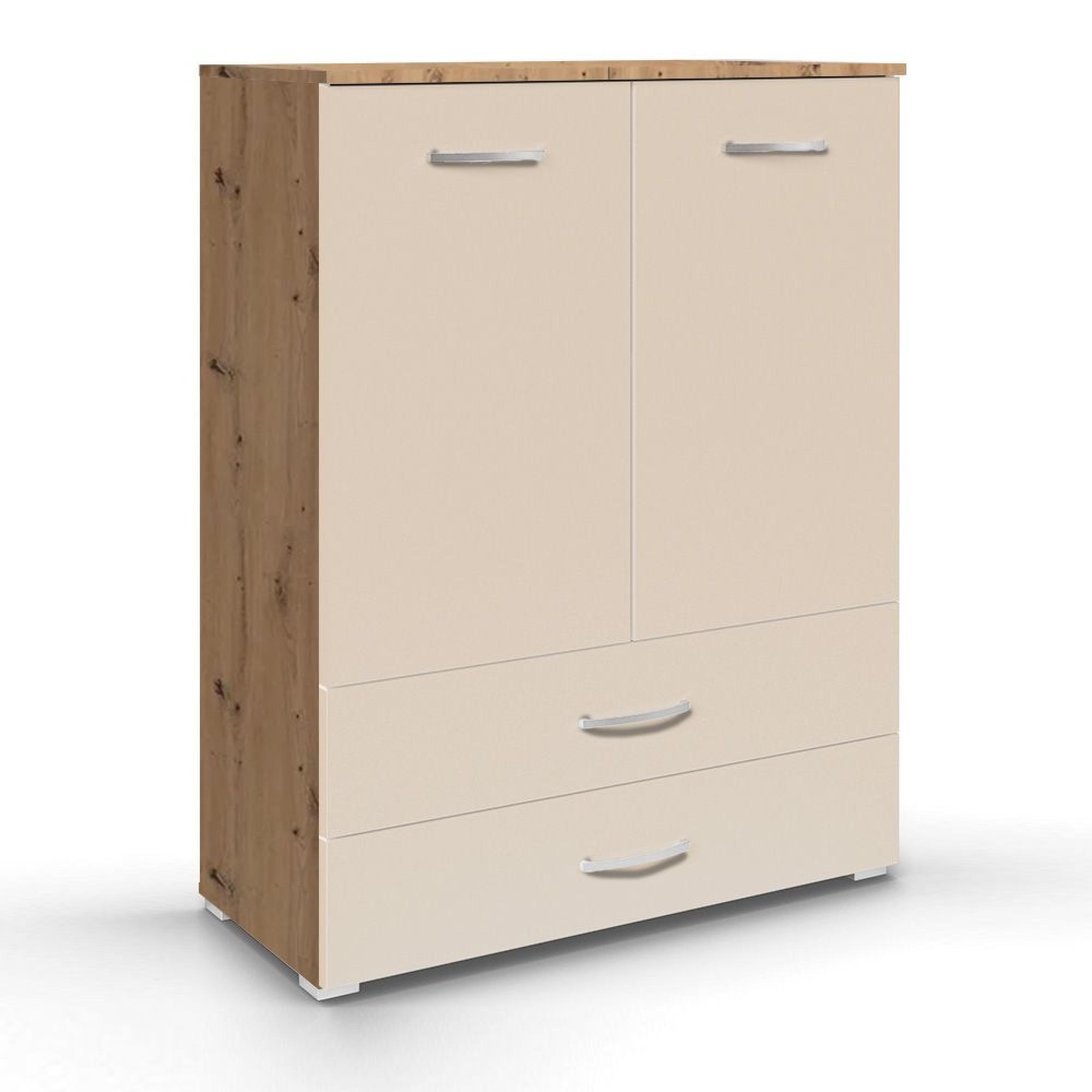 Rauch Aditio 2 Door Cupboard with 2 Bottom Drawer - Artisan Oak and Champagne