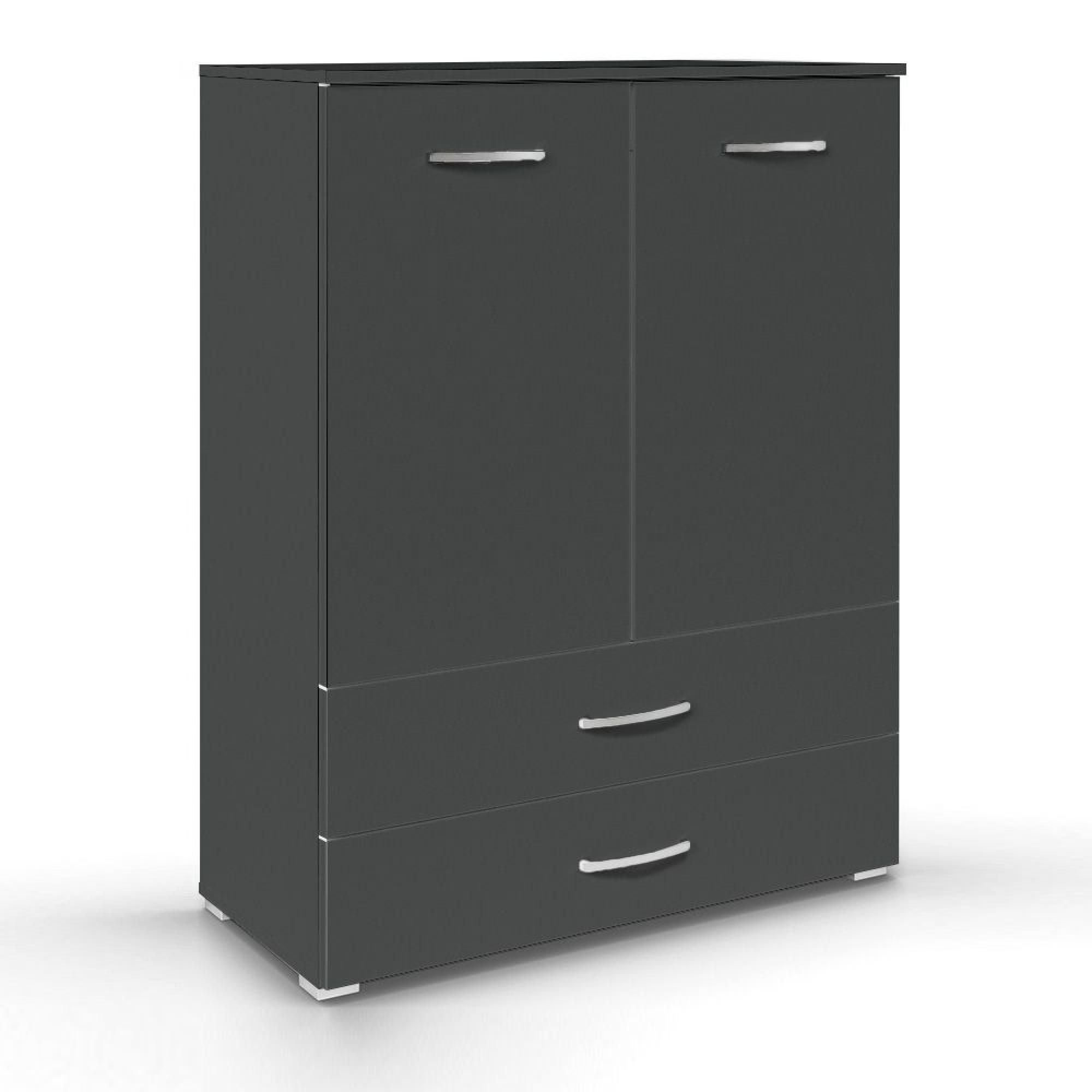 Rauch Aditio 2 Door Cupboard with 2 Bottom Drawer - Metallic Dark Grey
