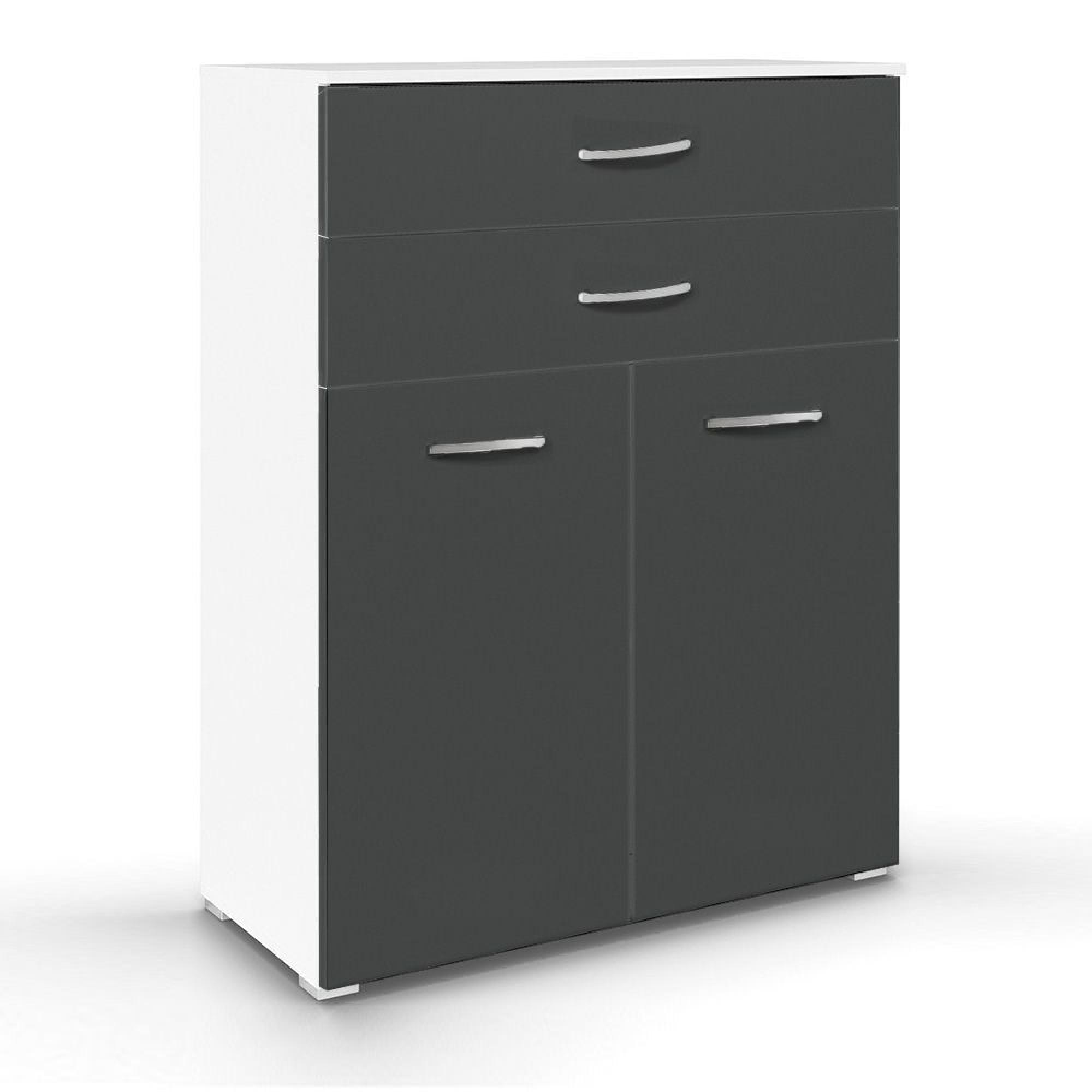 Rauch Aditio 2 Door Cupboard with 2 Top Drawer - Alpine White and Metallic Dark Grey